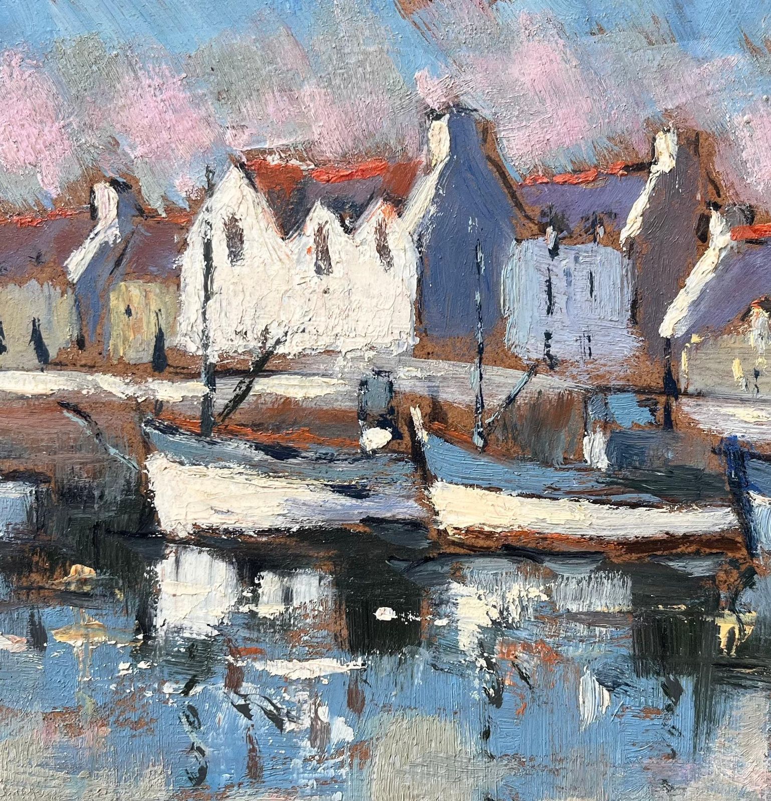 Fanch Lelfrench Harbour Scene With Moored Boats And Village Houses At Sunset photo buy