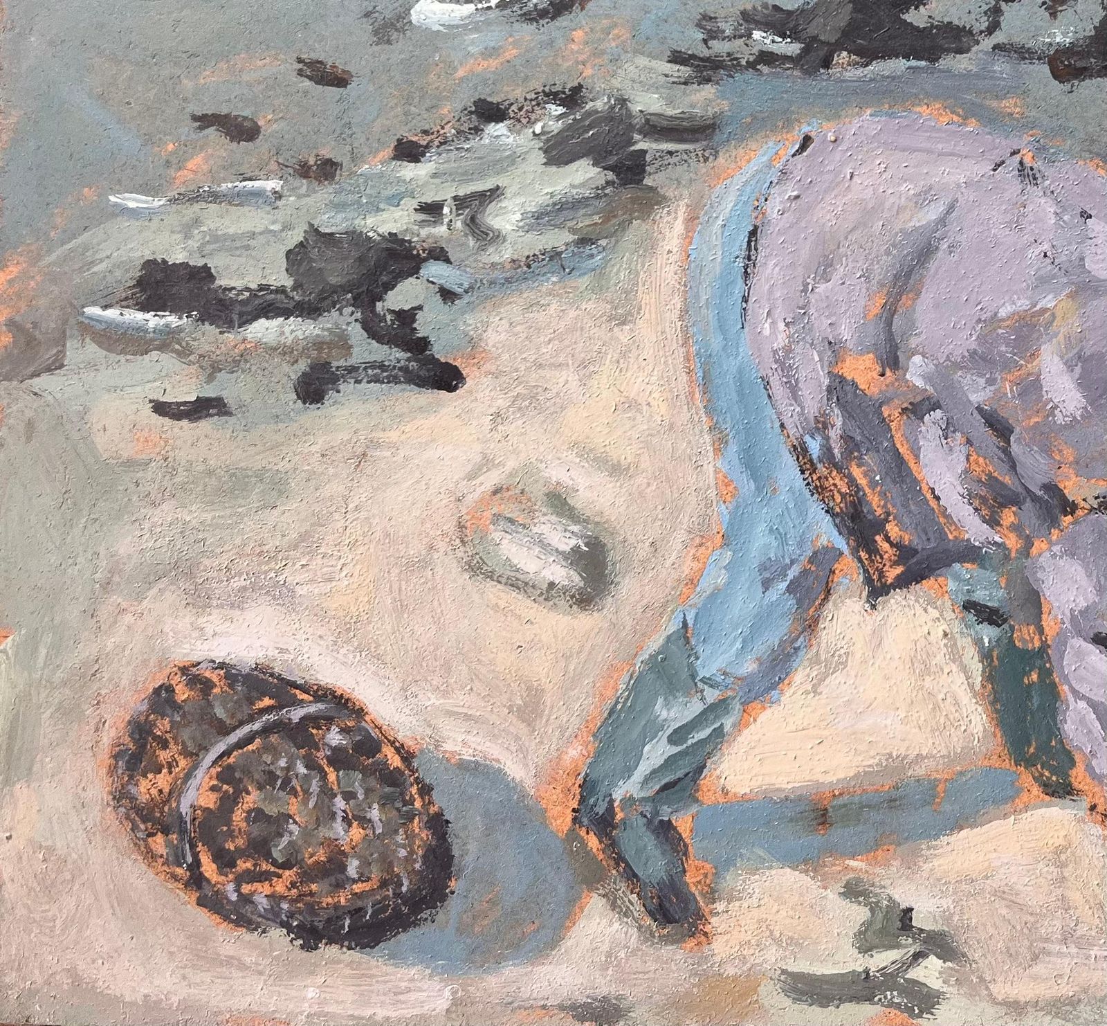 Fanch Lelle Pêcheur à Pied French Coastal Figure Painting Of Shoreline Foraging1999 photo 500.0