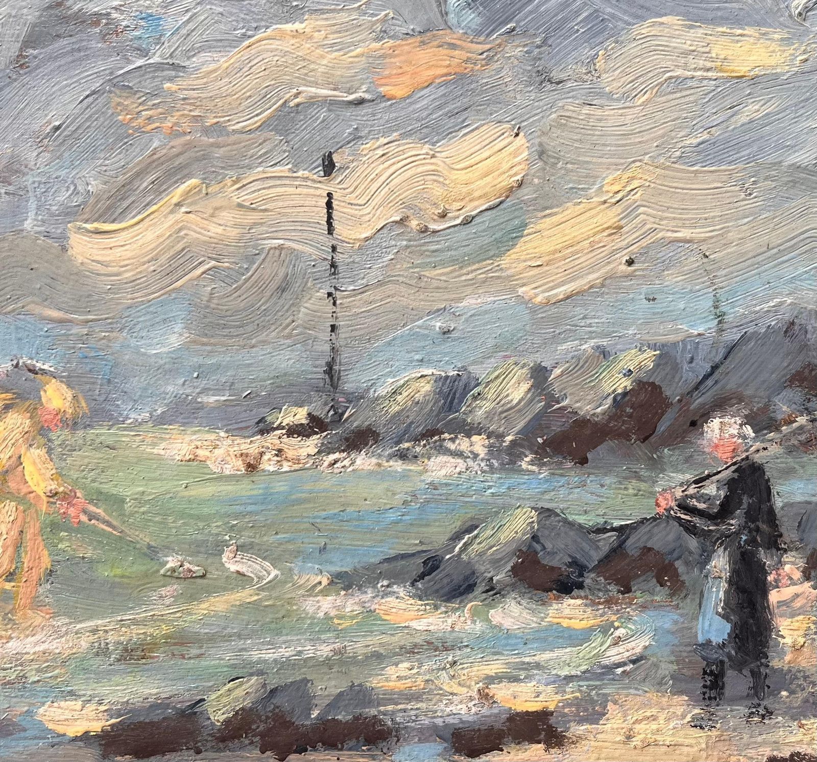 Fanch Lelmaui Bare Coastal Scene With French Fishermen In Stormy Weather By Fanch Lel photo buy