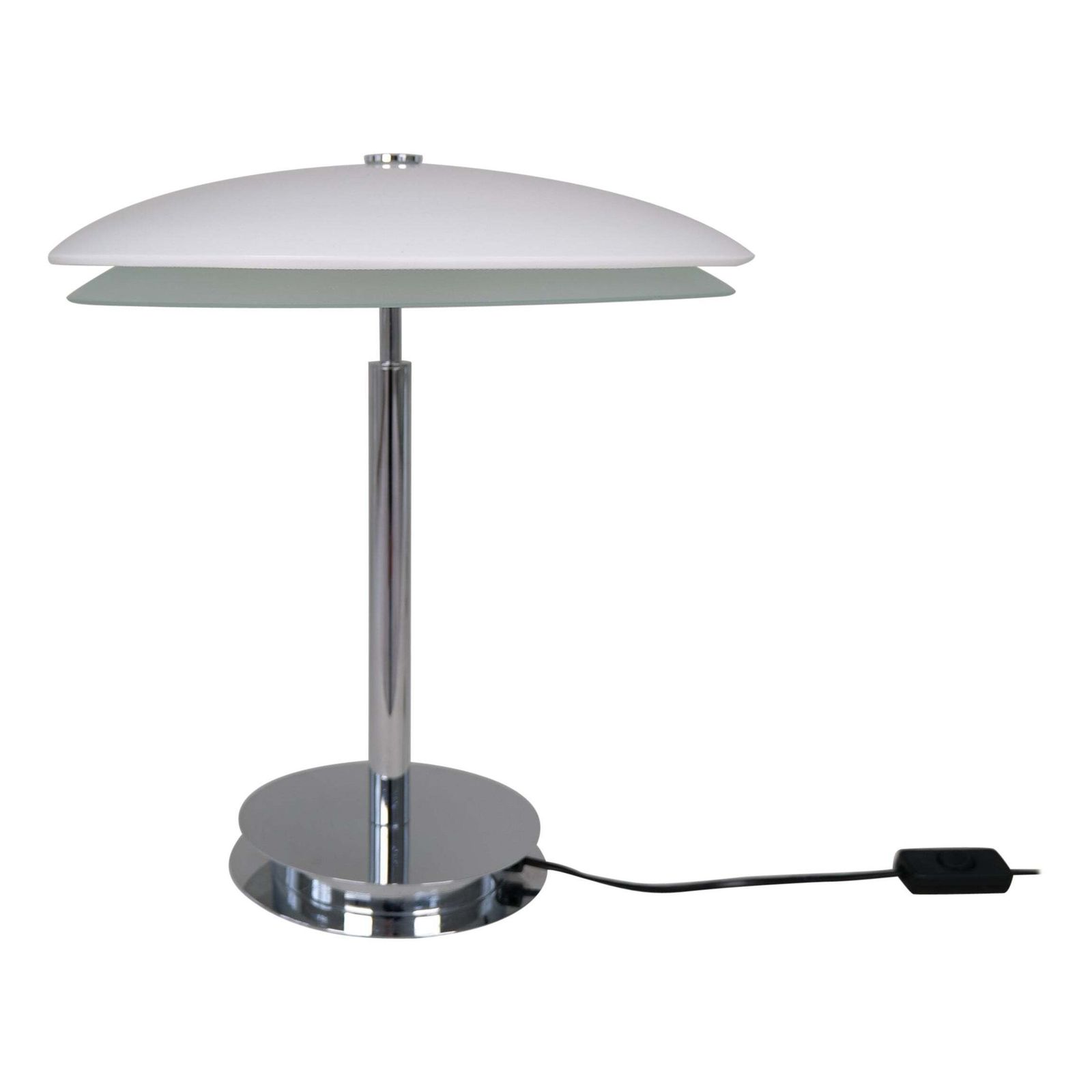 Space Age Fontana Arte "Tris" Glass Table Lamp With Chrome Base Italy, Ca 2000