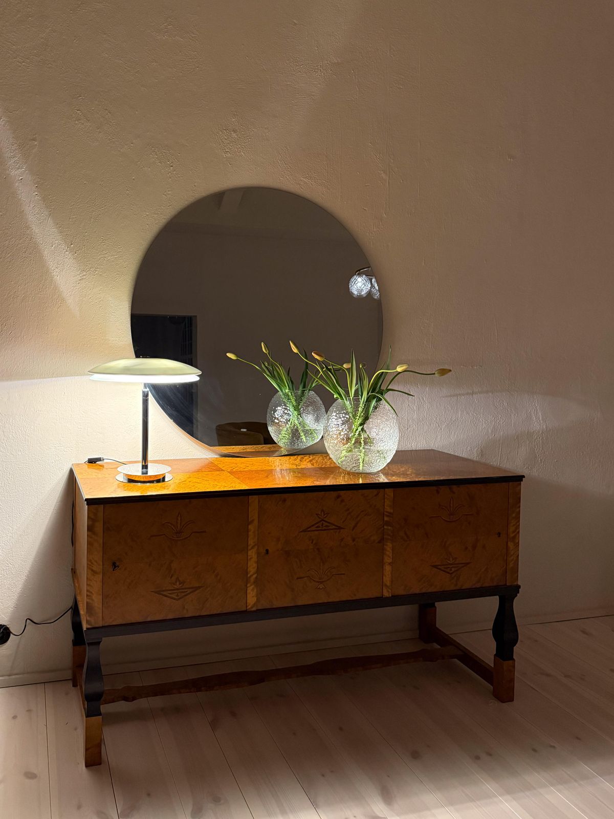 Space Age Fontana Arte "Tris" Glass Table Lamp With Chrome Base Italy, Ca 2000 photo Lighting