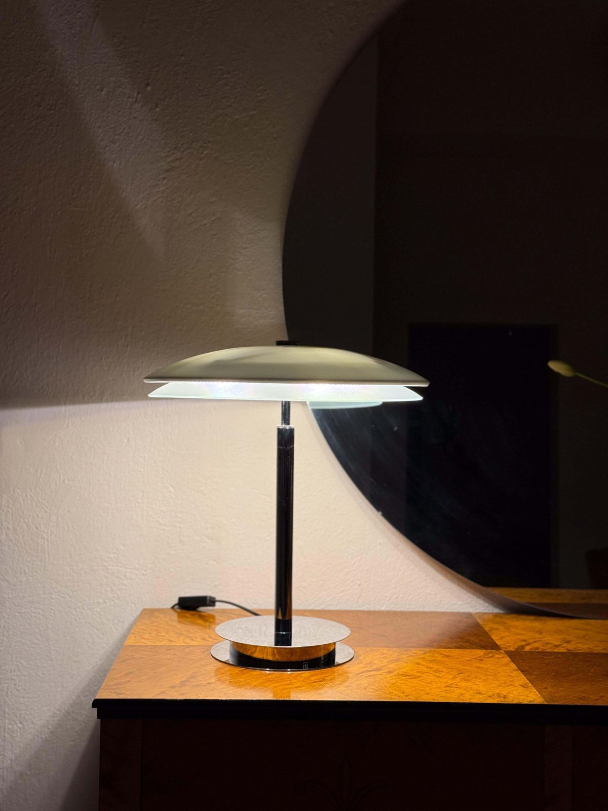 Space Age Fontana Arte "Tris" Glass Table Lamp With Chrome Base Italy, Ca 2000 photo 1613.0