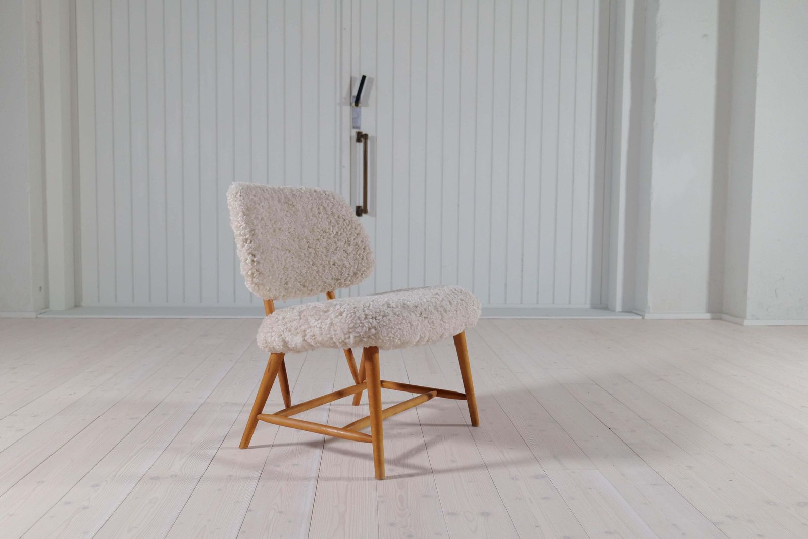 Midcentury Modern "Teve" Chair In Sheepskin/Shearling Alf Svensson, Sweden, 1955 photo furniture