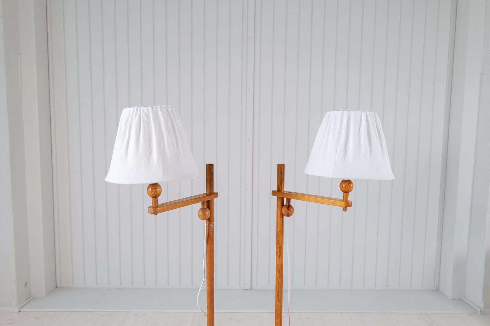 Scandinavian Modern Sculptural Floor Lamps In Pine, Yngve Ekström Sweden 1970s photo buy