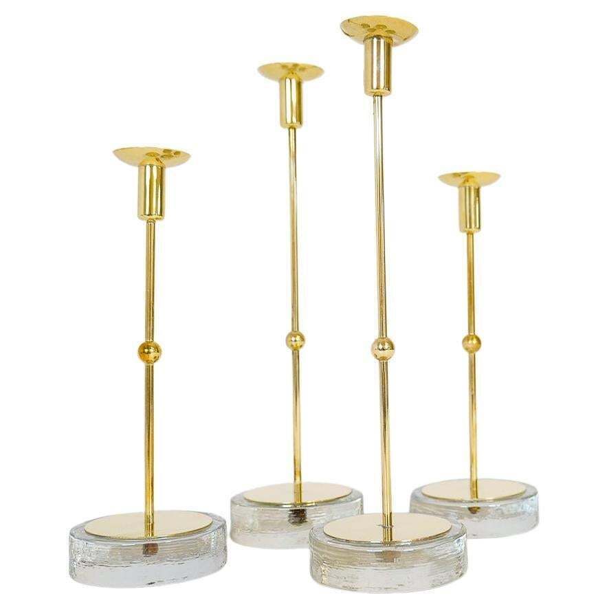 Mid Century Set Of 4 Candleholders Ystad Metall, Sweden, 1950s