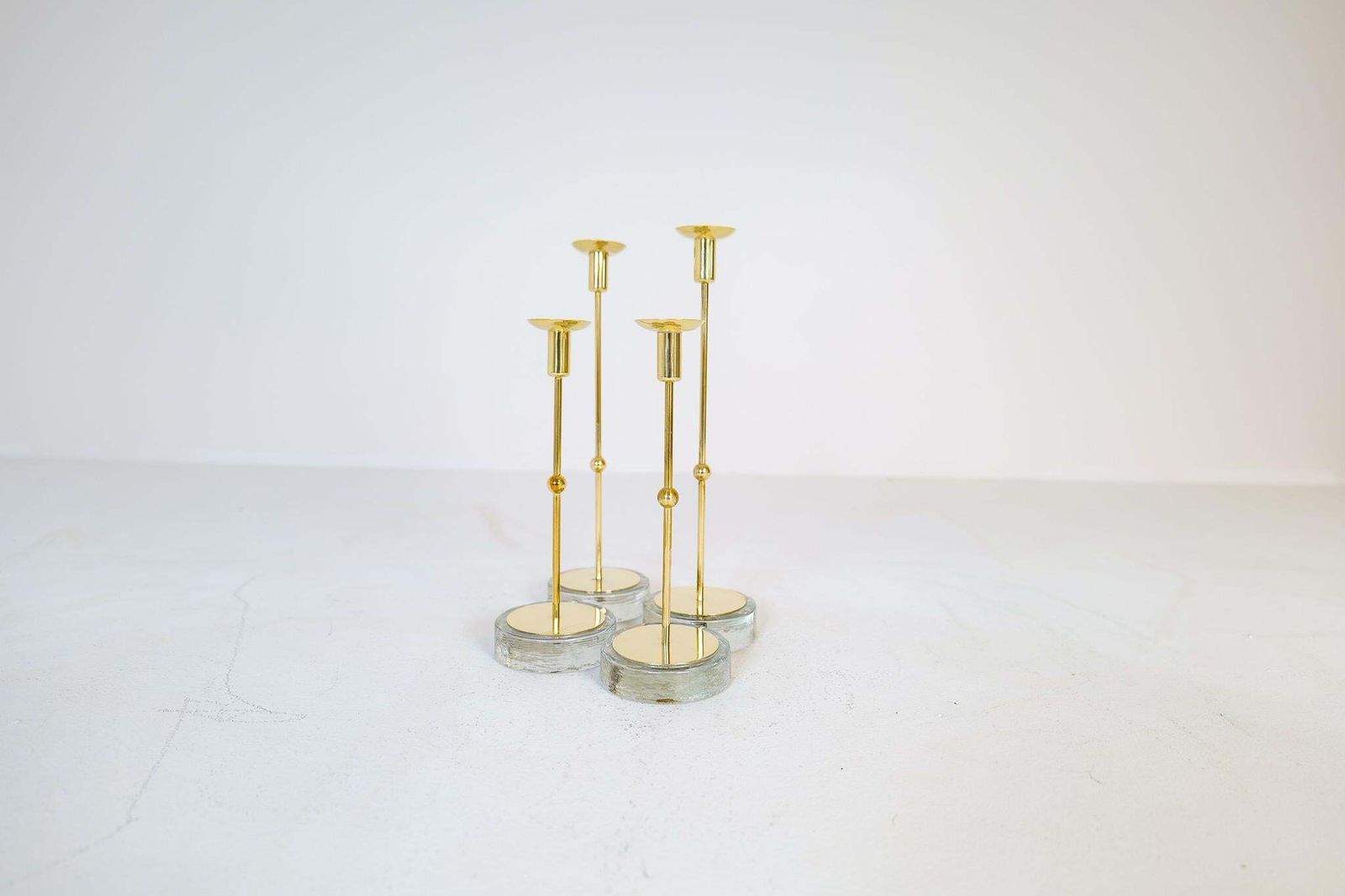 Mid Century Set Of 4 Candleholders Ystad Metall, Sweden, 1950s photo vinterior