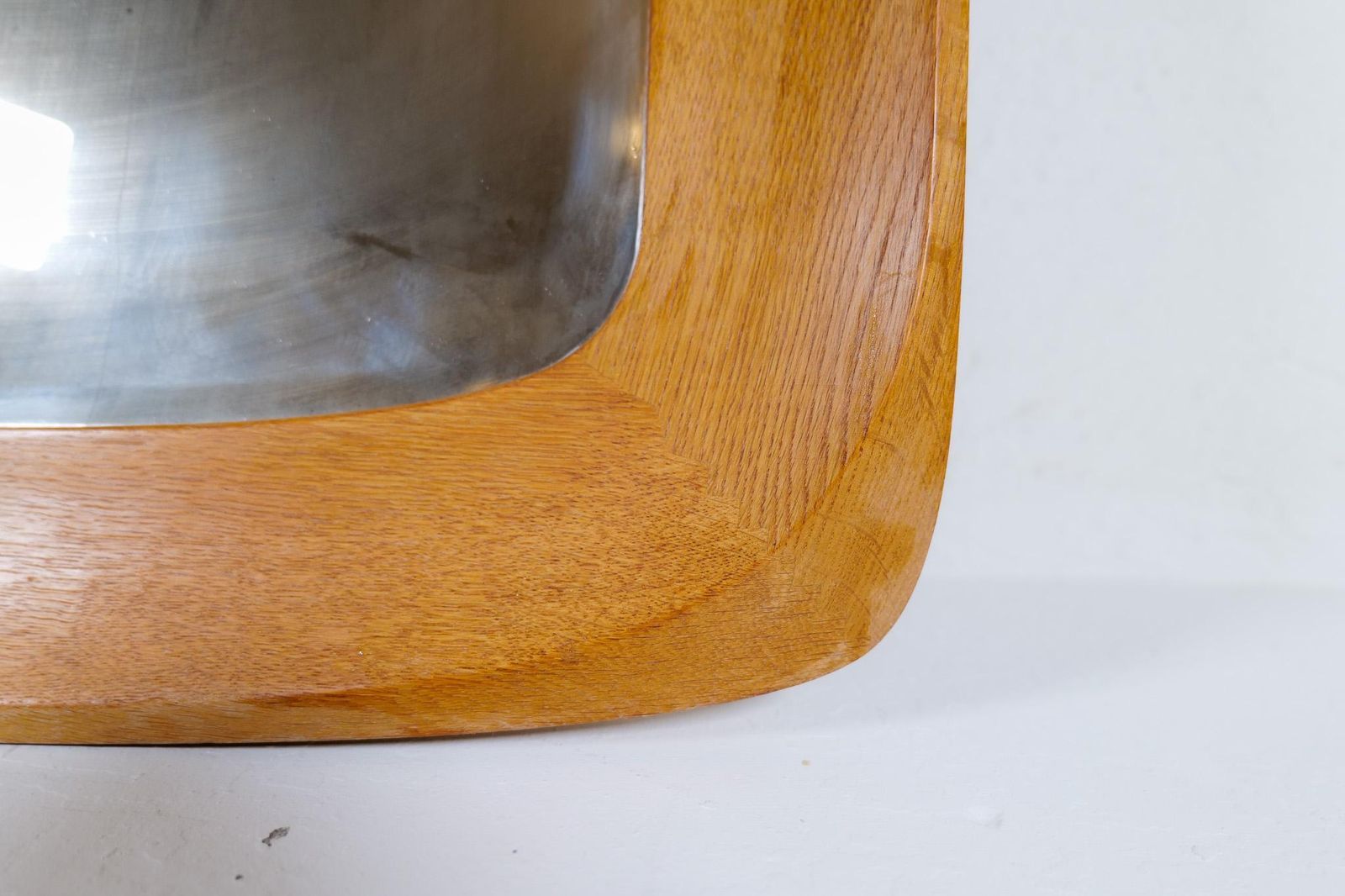 Midcentury Modern Sculptural Wall Mirror, Oak, Crystal Glass, Glas & Trä, 1960s photo 2316.0