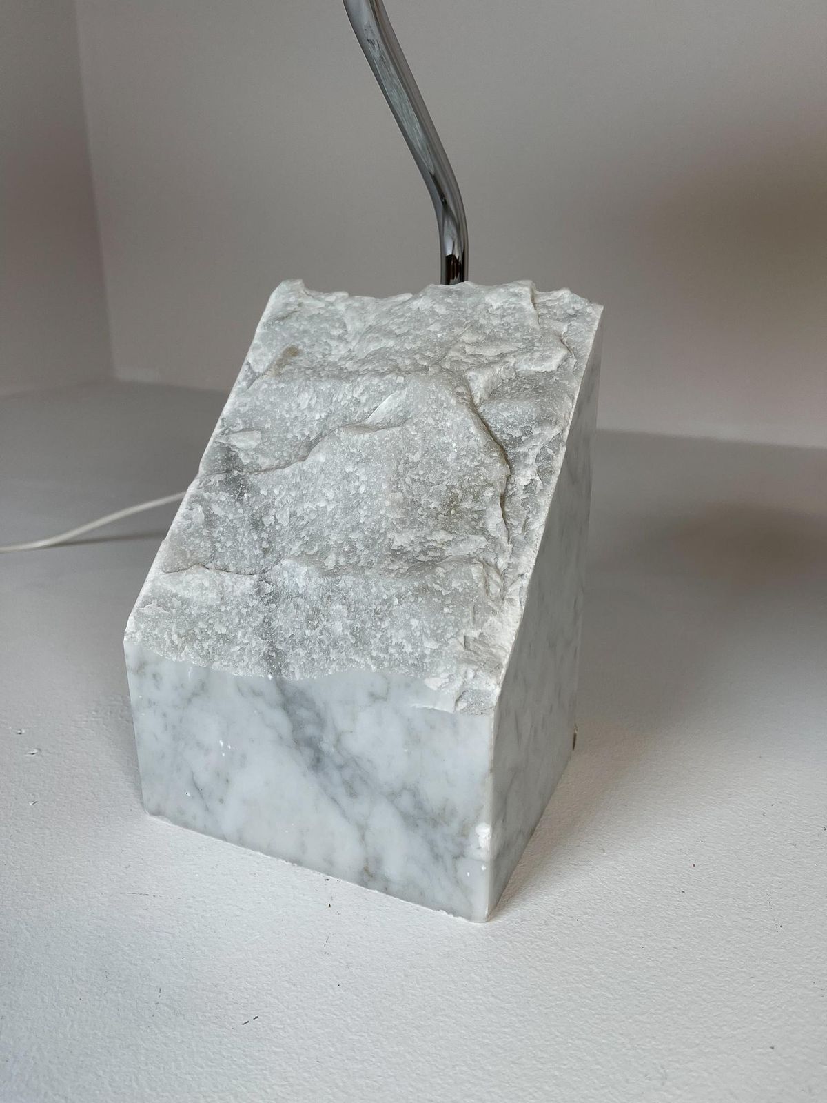 photo vintage Mid Century Pair Of Bergboms Marble And Steel Table Lamps, 1970s, Sweden