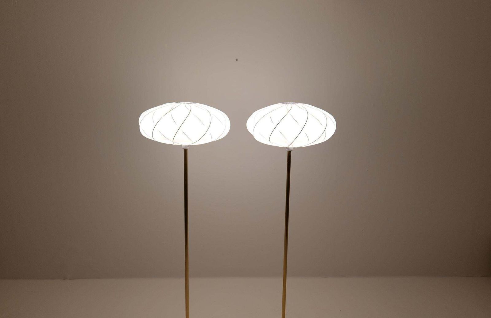 Lighting Scandinavian Modern Floor Lamps In Brass "Enco", Sweden, 1970s photo