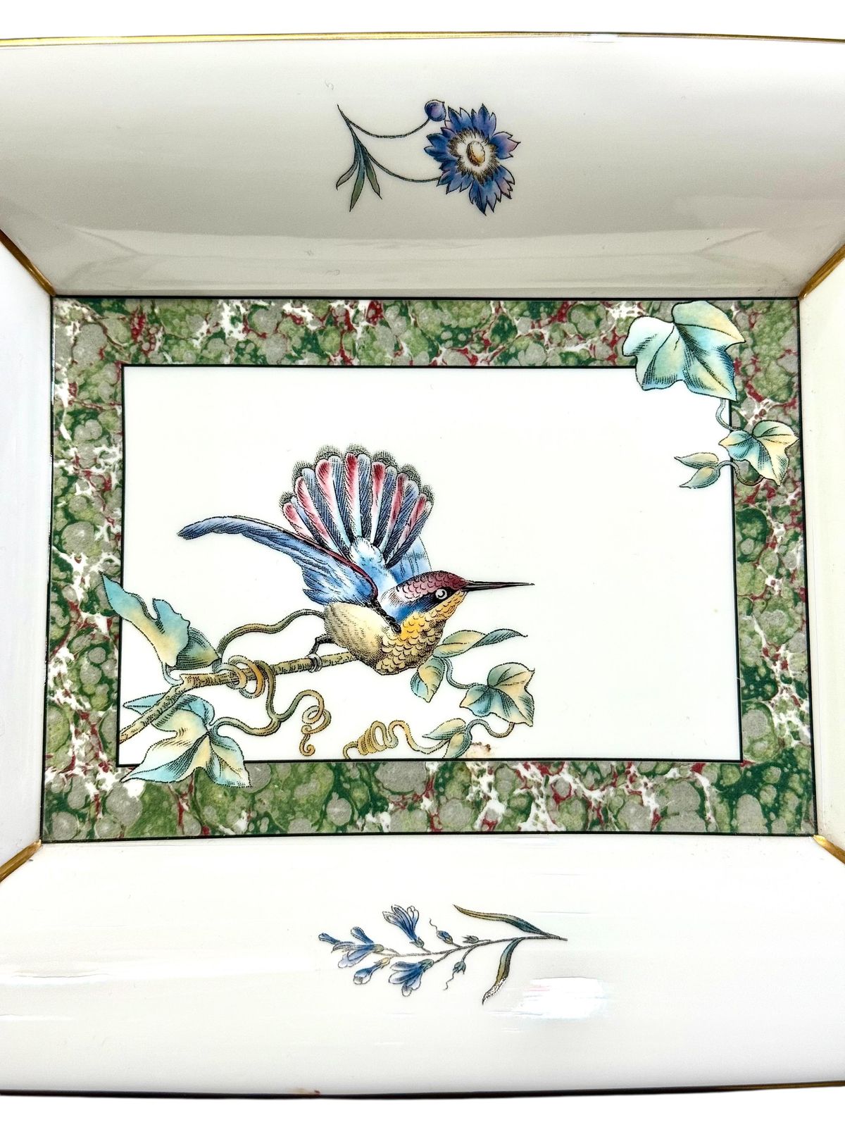 Home Decor Wedgwood Bone China Tray – Hummingbird & Floral Design, England, 1991 photo