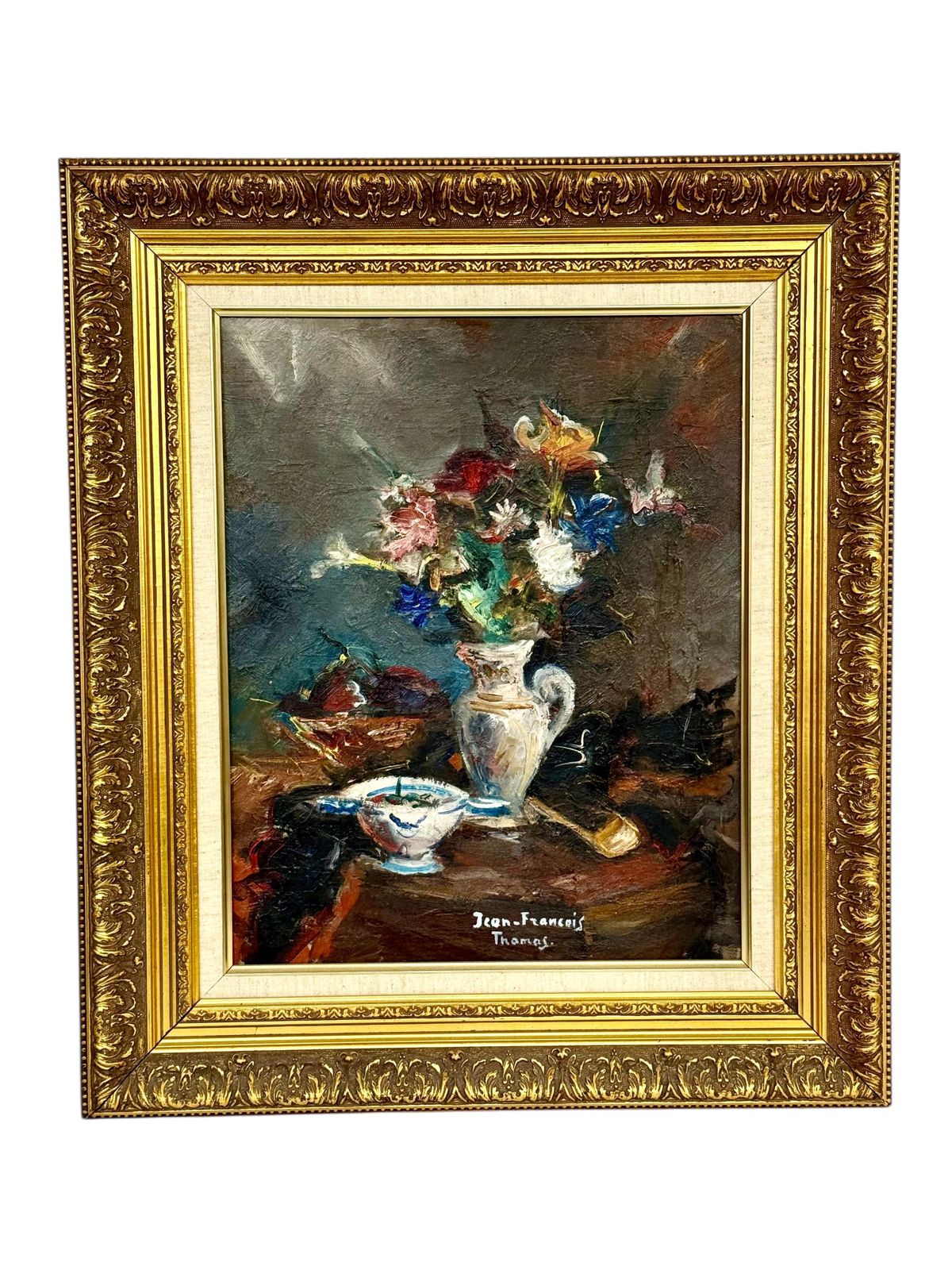 Art Vibrant Floral Still Life With Porcelain Bowl By Jean François Thomas photo