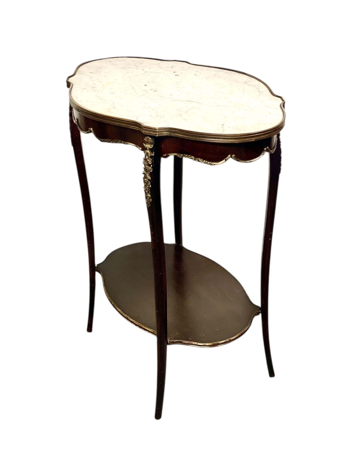 photo vintage French Louis XV Style Center Table With Marble Top And Ormolu Mounts