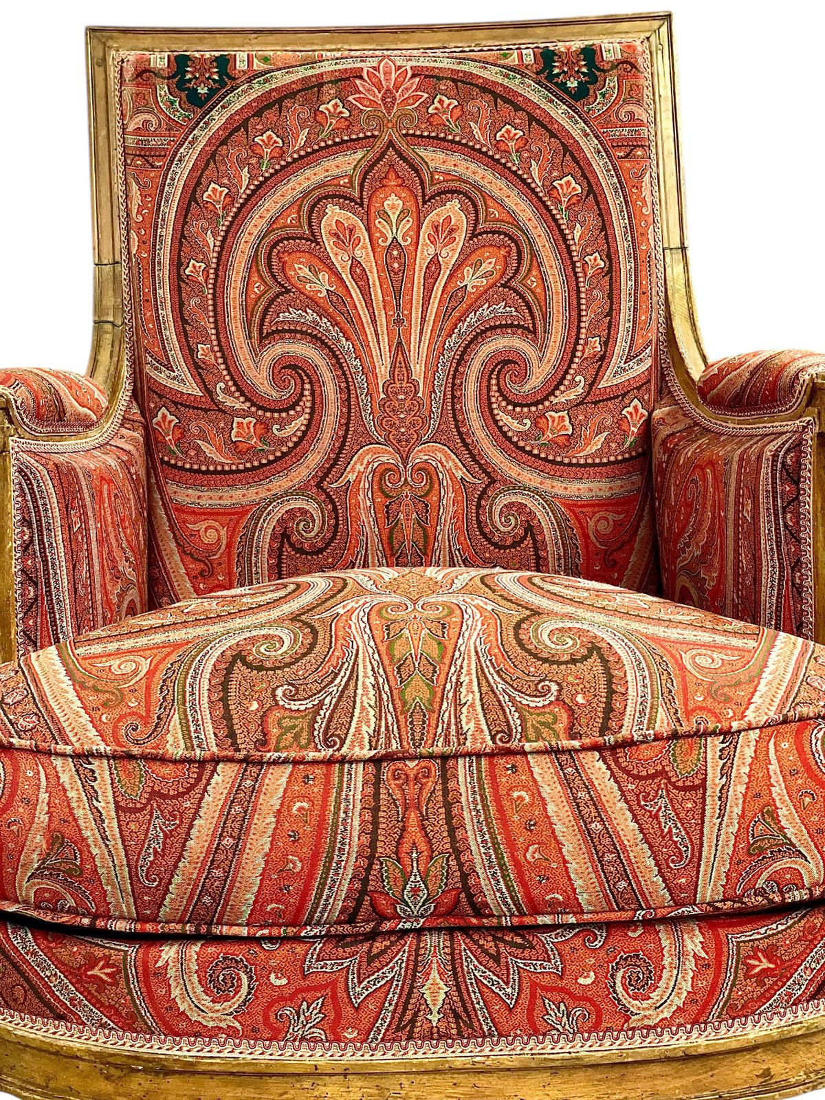 photo vintage 18th Century Directoire Bergère Chair With Paisley Upholstery