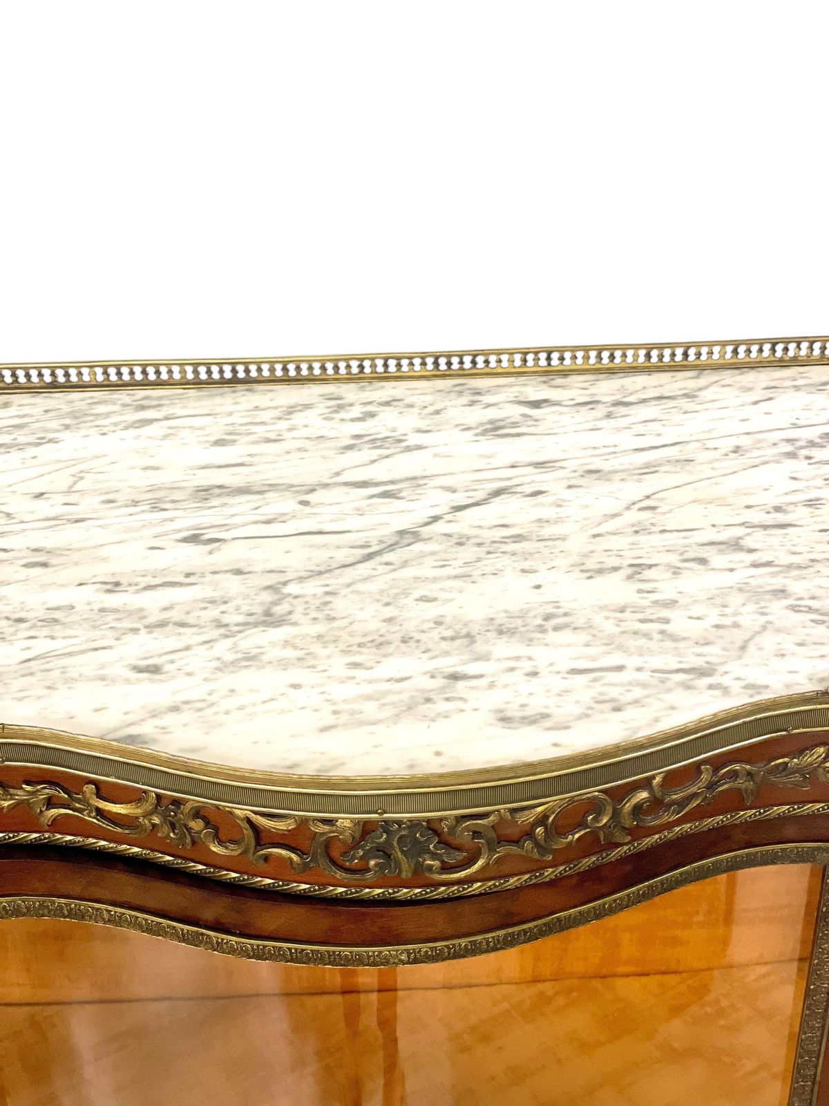 photo for sale 19th Century Louis XV Vitrine With Marble Top And Ormolu Mounts