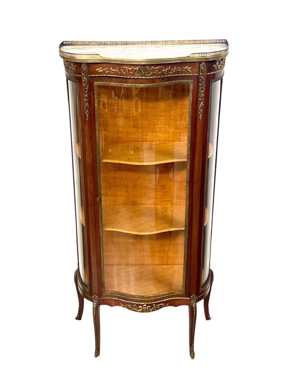 Furniture 19th Century Louis XV Vitrine With Marble Top And Ormolu Mounts photo