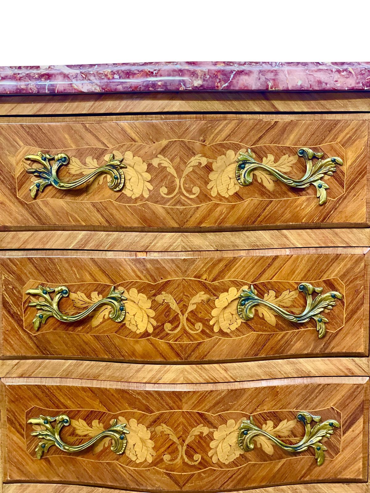 Louis XV Style Marquetry Chiffonnier With Pink Marble Top And Ormolu Mounts photo Furniture