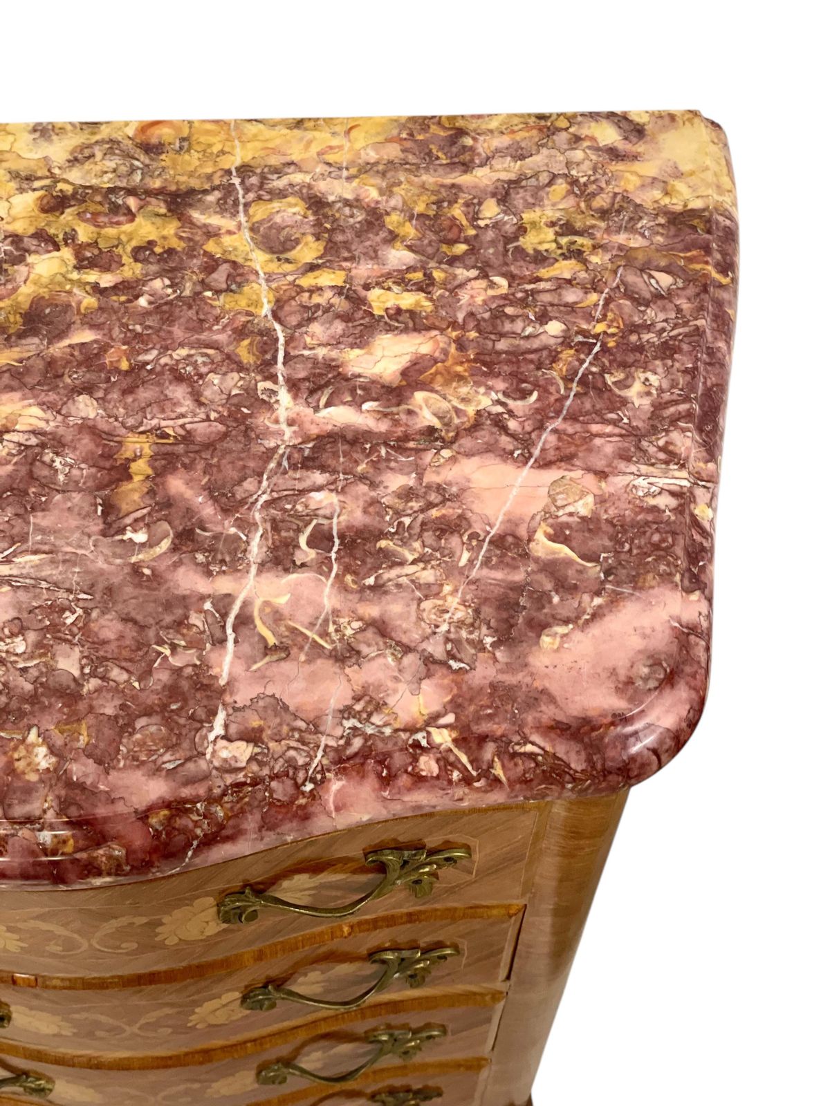 photo furniture Louis XV Style Marquetry Chiffonnier With Pink Marble Top And Ormolu Mounts
