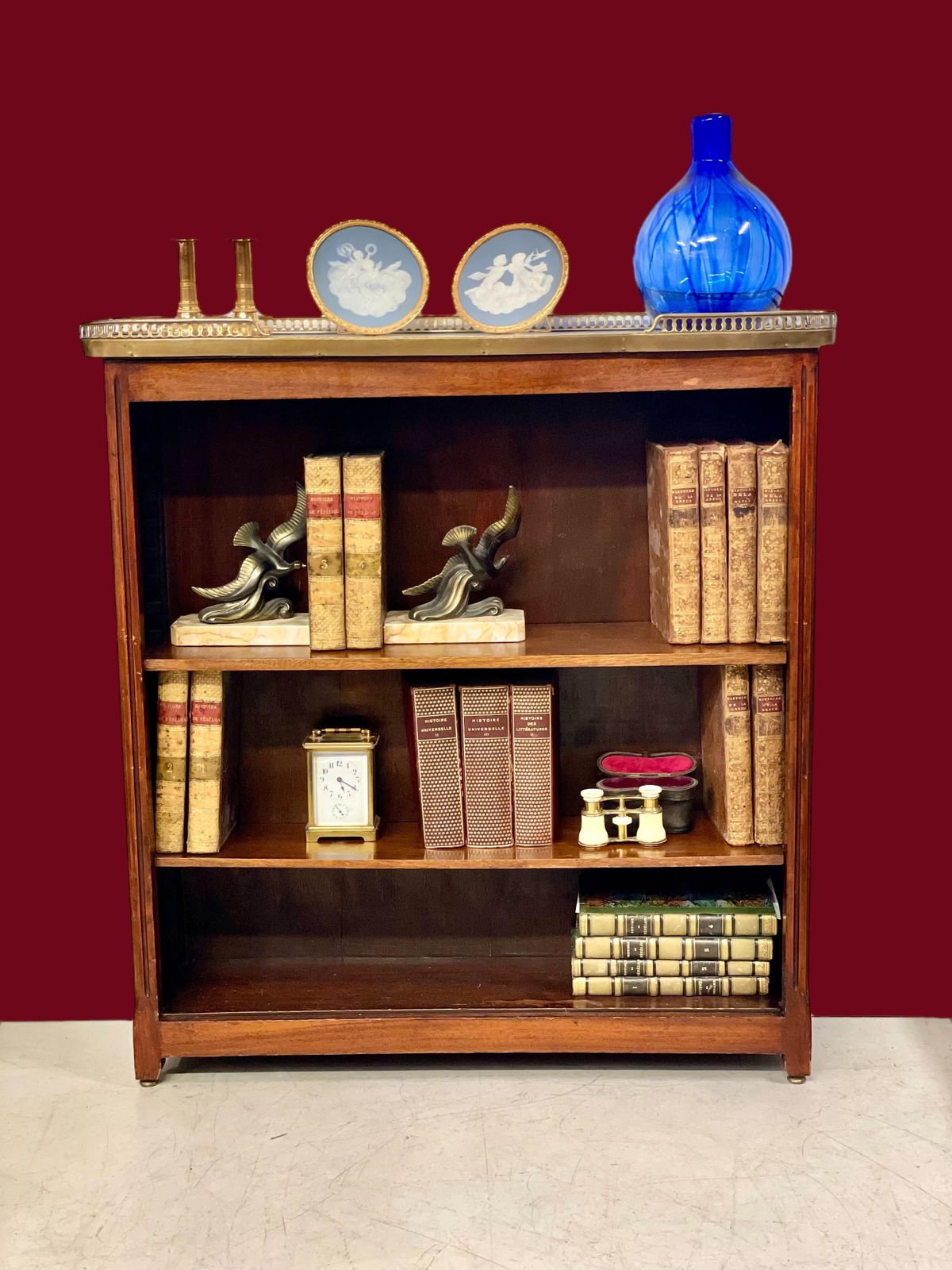 Bookshelf Or Bibus With Marble Top And Brass Gallery, 19th Century photo furniture