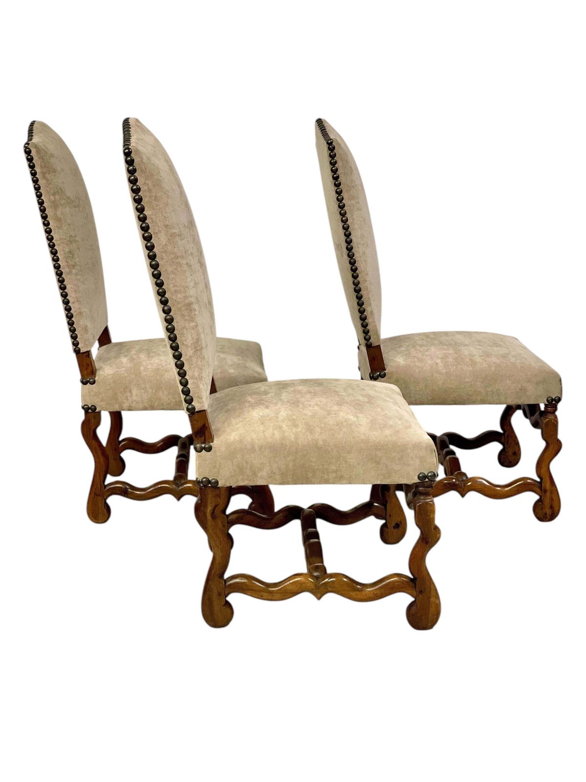 Three 17th Century Louis XIII Walnut Chairs With Velvet Upholstery photo furniture
