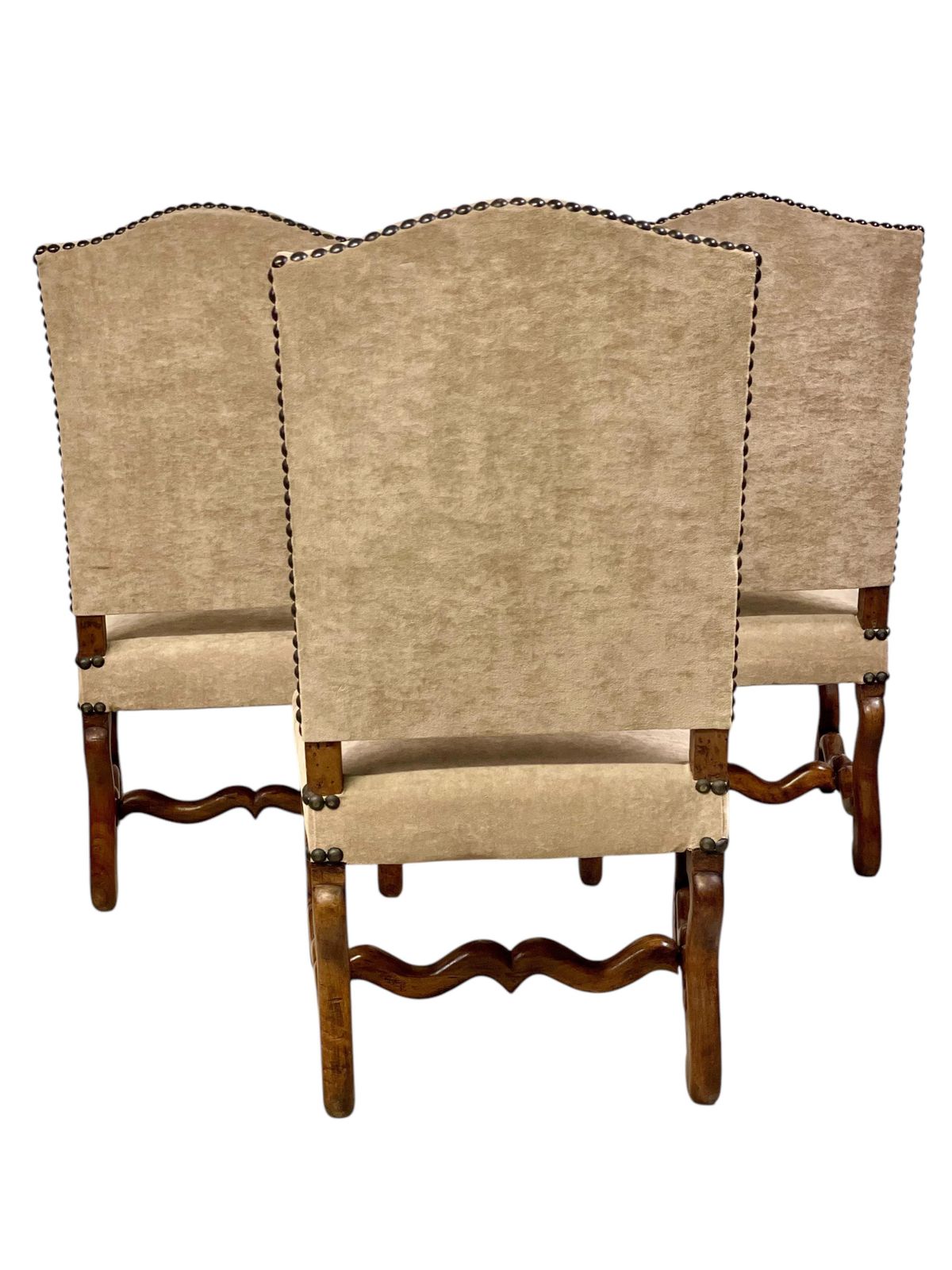 Three 17th Century Louis XIII Walnut Chairs With Velvet Upholstery photo for sale