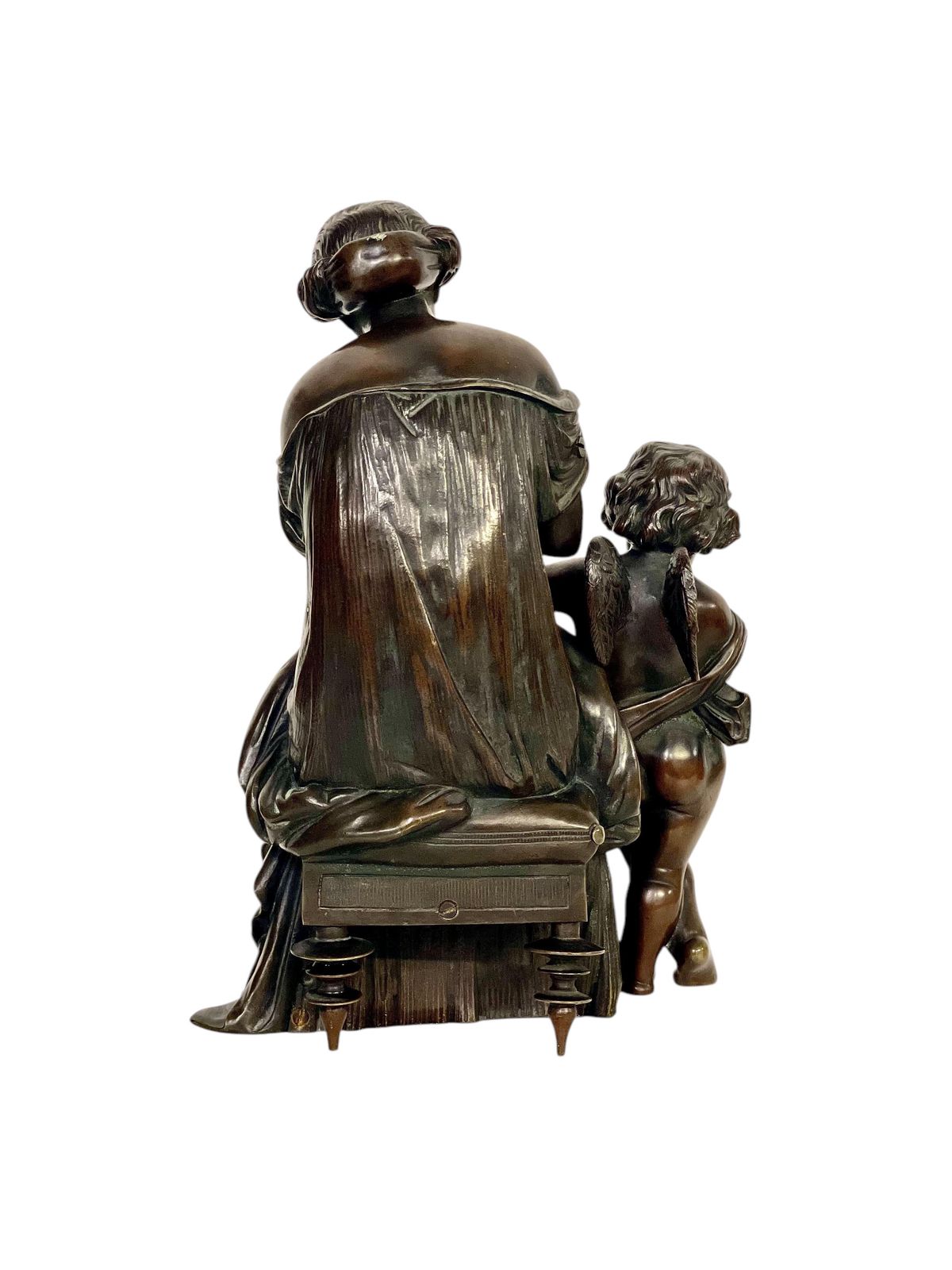 19th Century Bronze Sculpture, Signed Aizelin, Goddess With Cupid photo vinterior