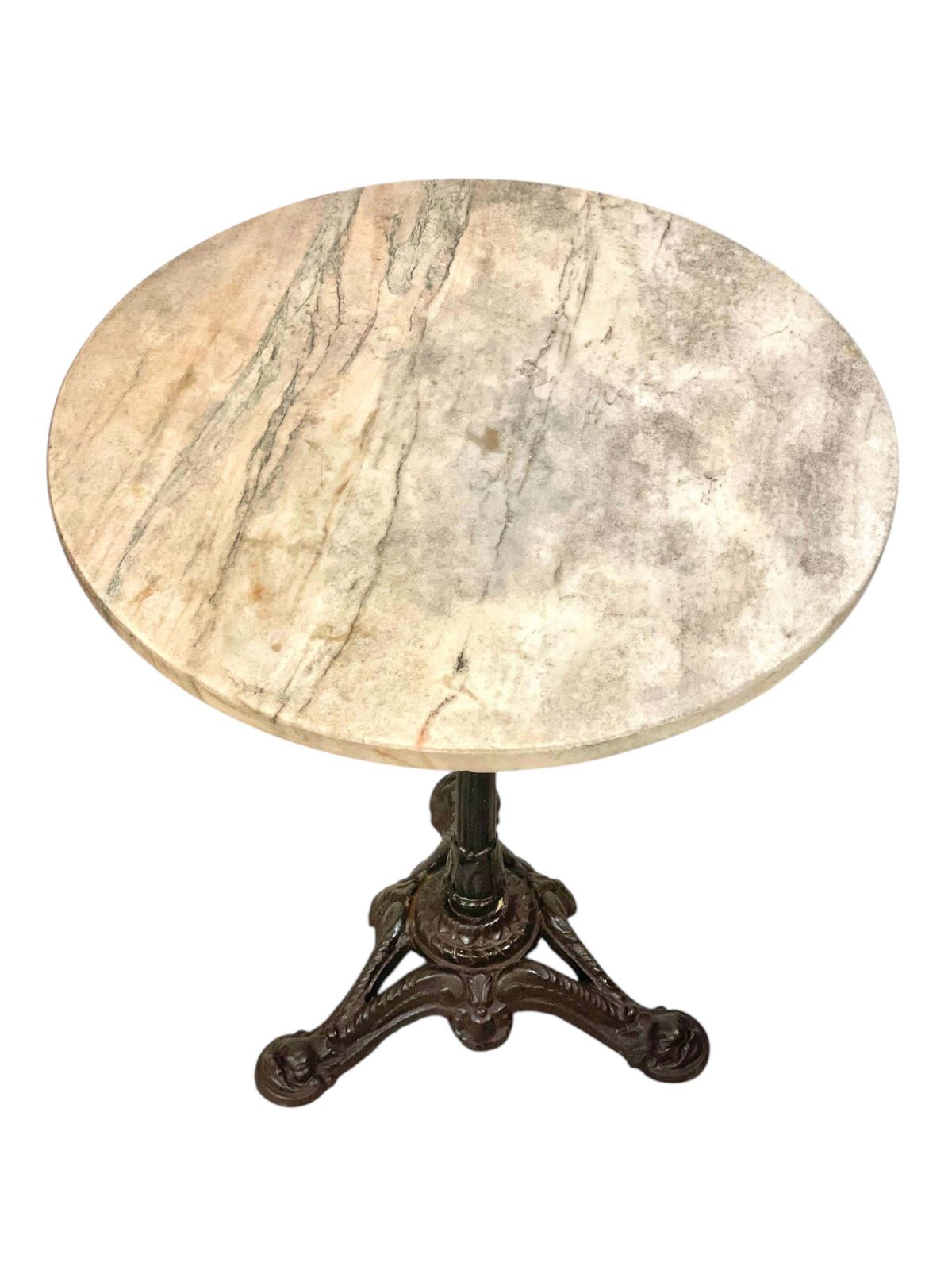 photo for sale 19th Century French Marble Top And Cast Iron Bistro Table