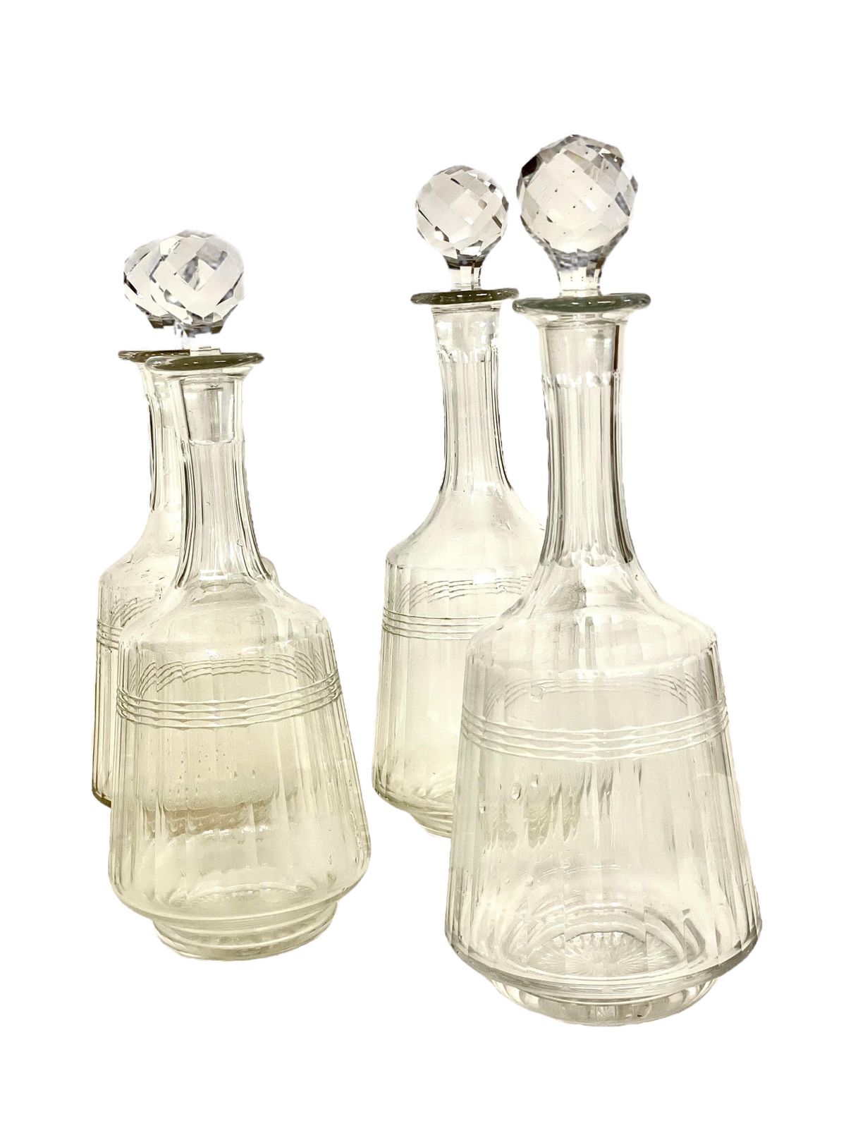 photo buy French Crystal Set Of 18 Glasses And 4 Decanters, 19th Century