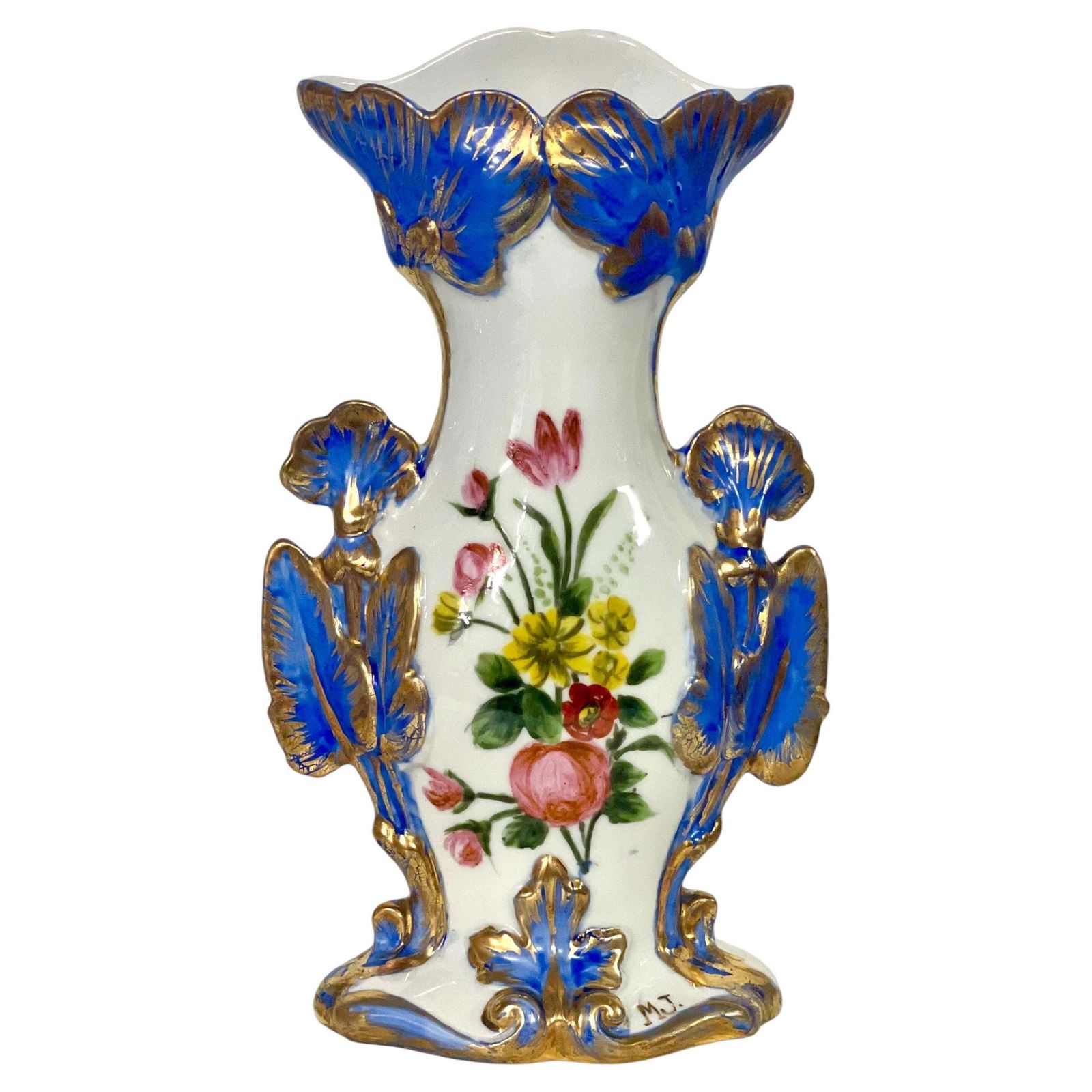 19th Century Porcelain Wedding Vase With Gilded Accents