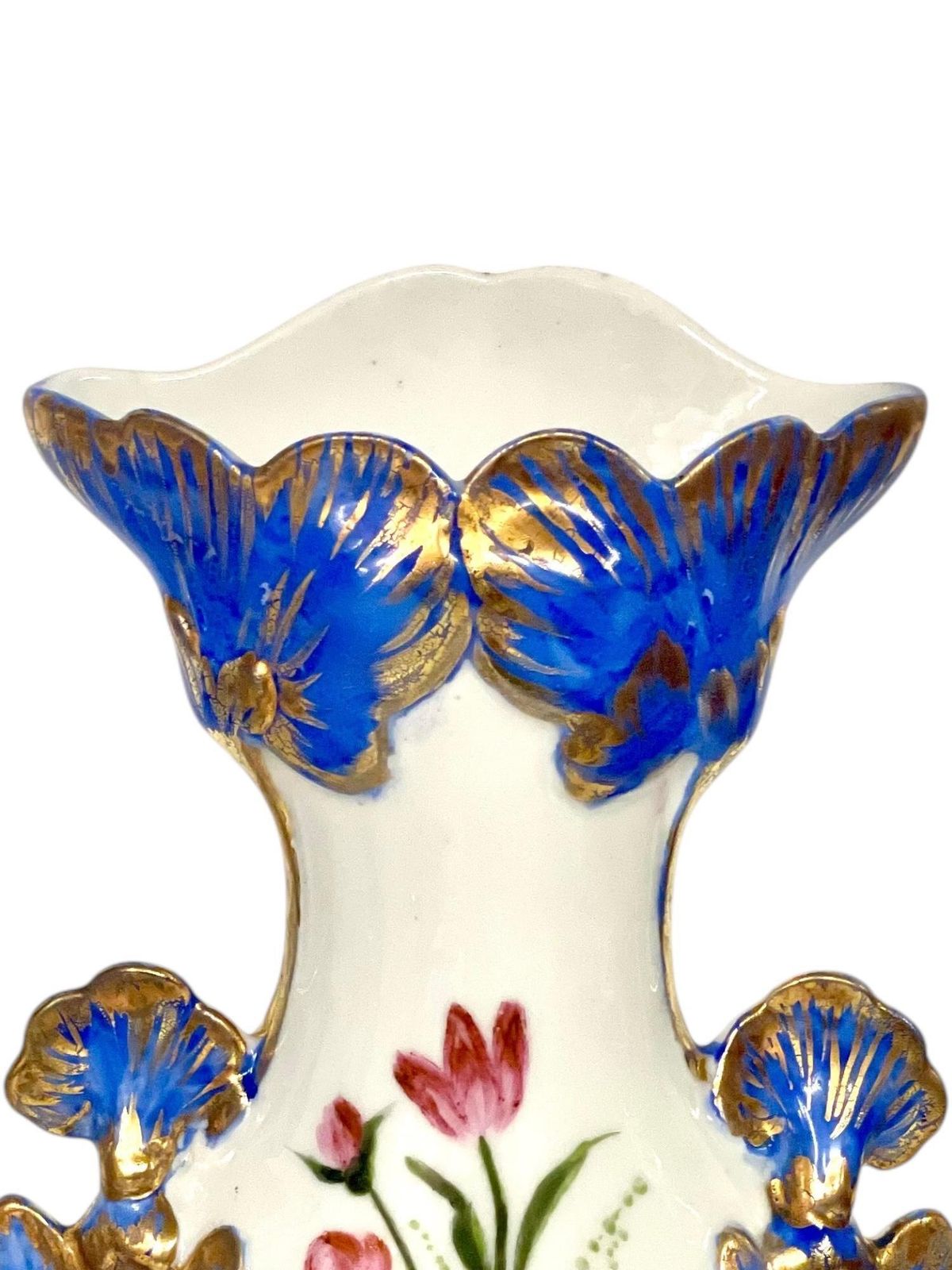 photo for sale 19th Century Porcelain Wedding Vase With Gilded Accents