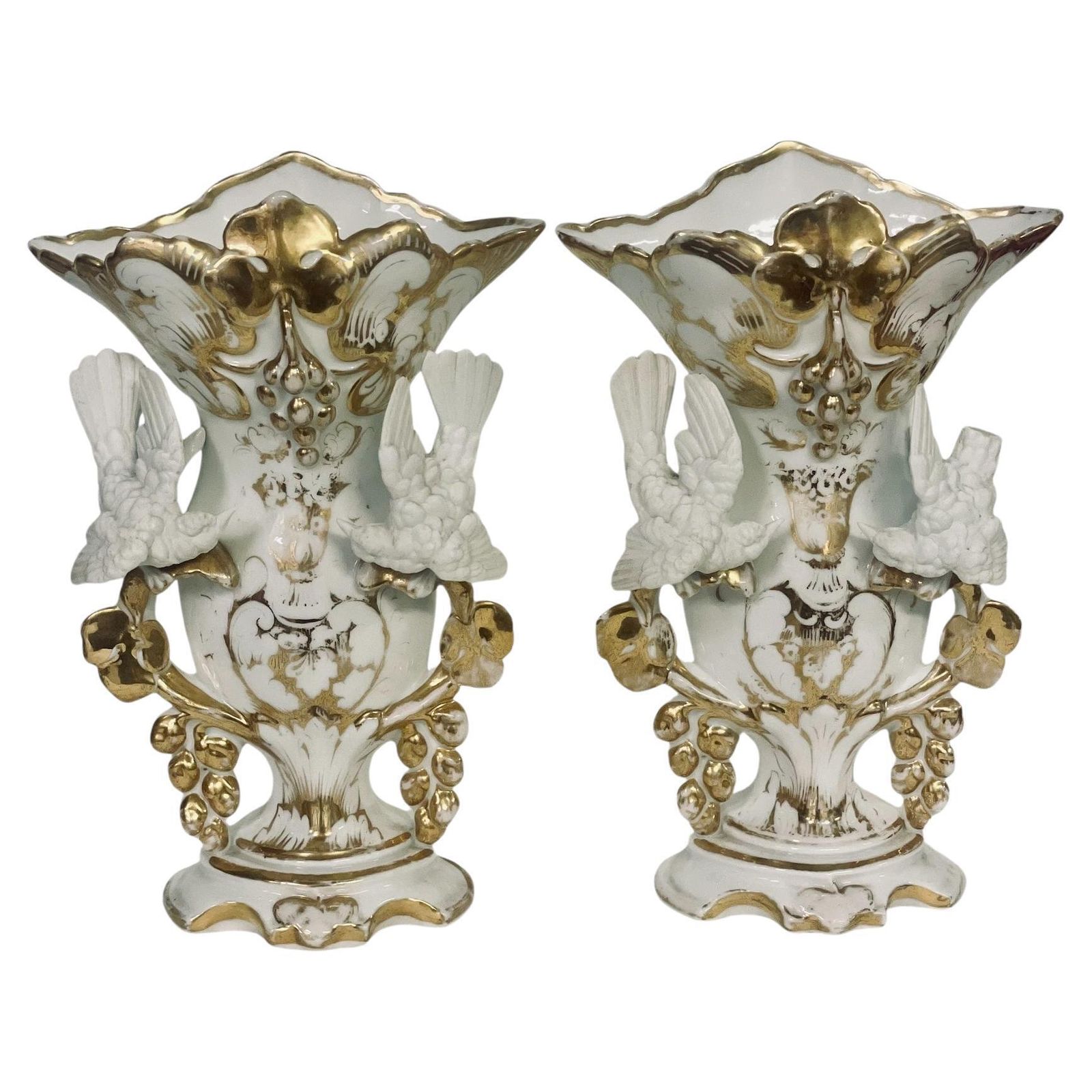 Pair Of 19th Century Tall Paris Porcelain Vases
