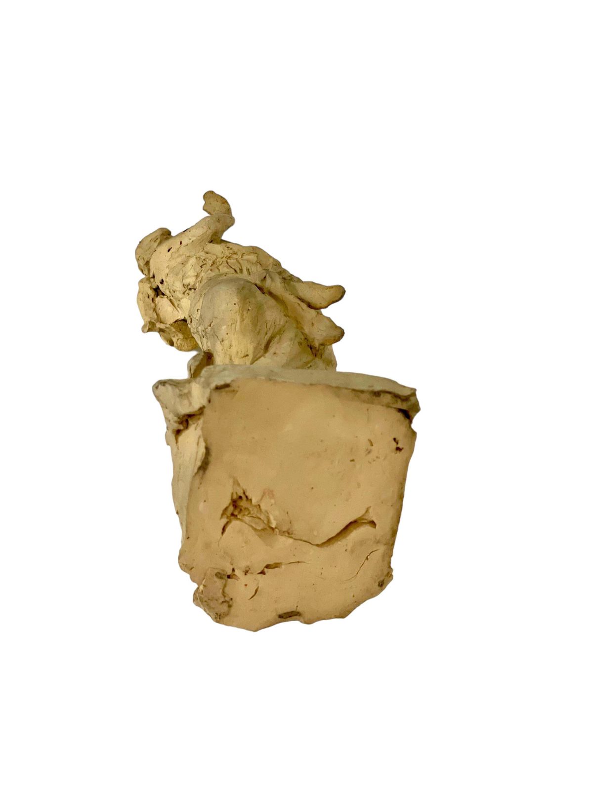 592.0 Terracotta Statuette Of A Goddess And Winged Cherub photo