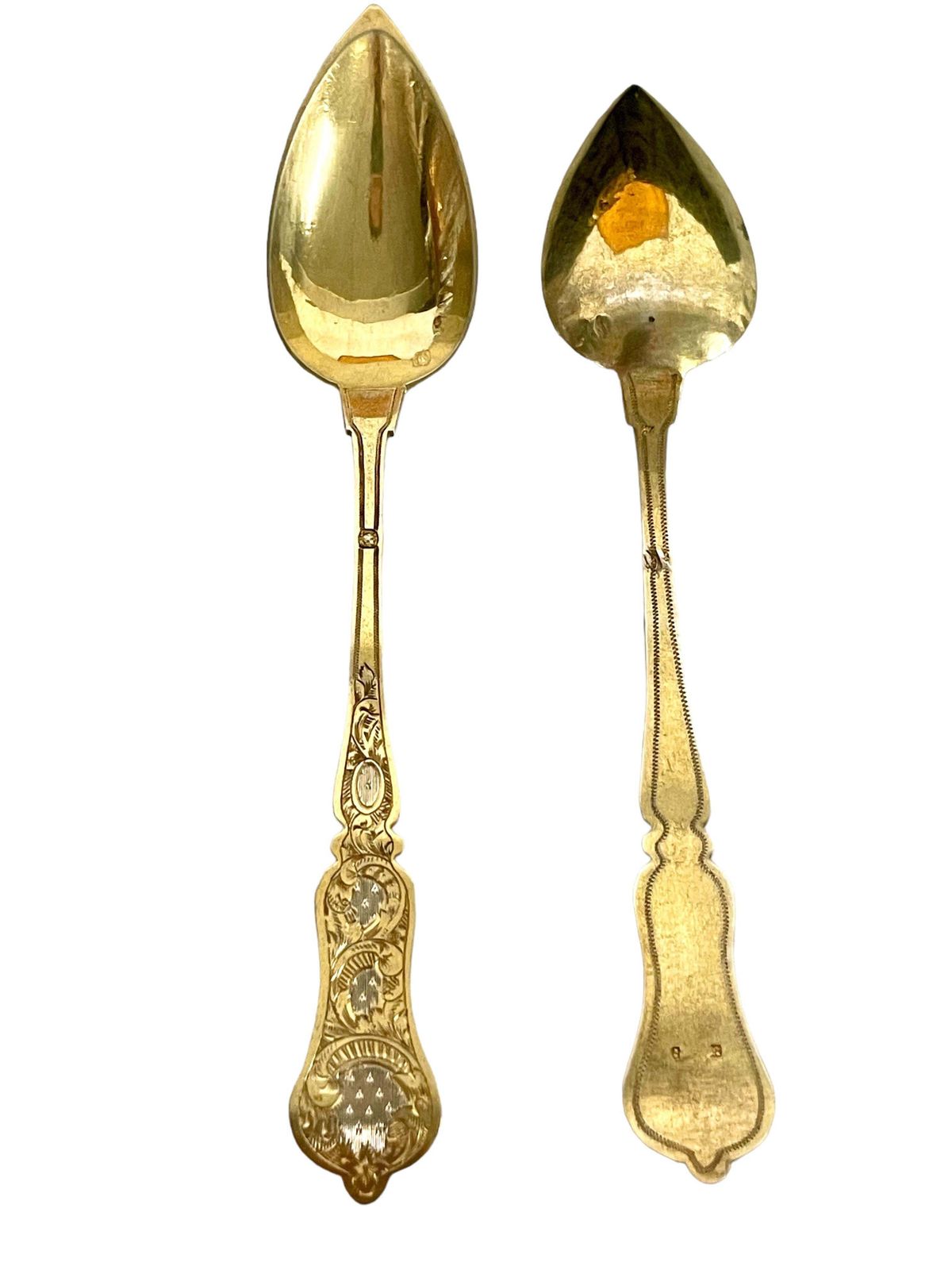 Set Of Twelve 19th Century Vermeil Spoons In Its Original Leather Case photo for sale