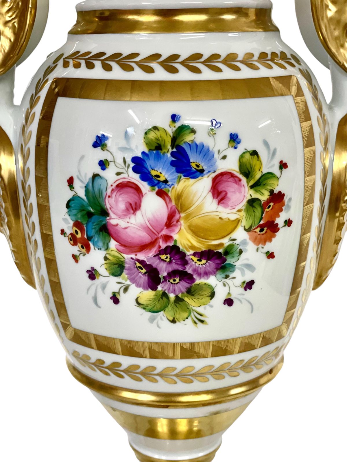 photo for sale French Limoges Porcelain Gilded Baluster Vase