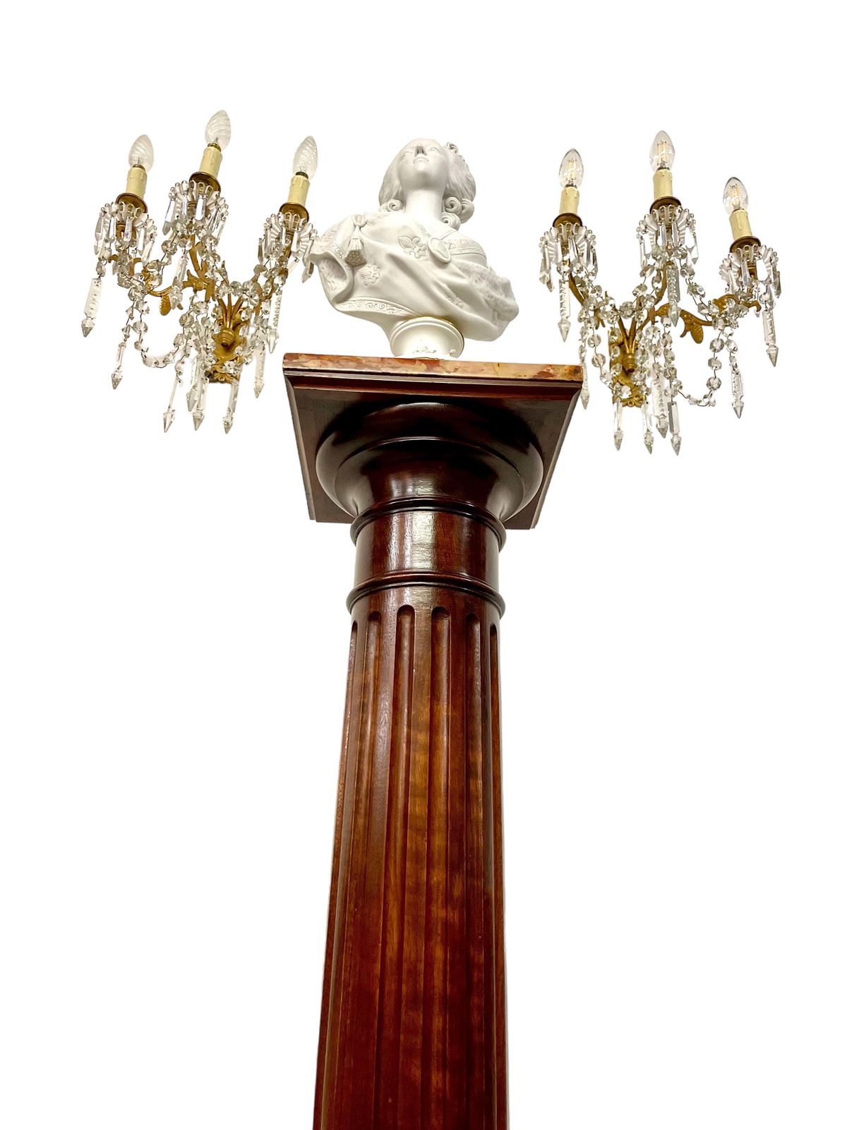 Louis XVI Column Pedestal With A Red Veined Marble Top photo buy