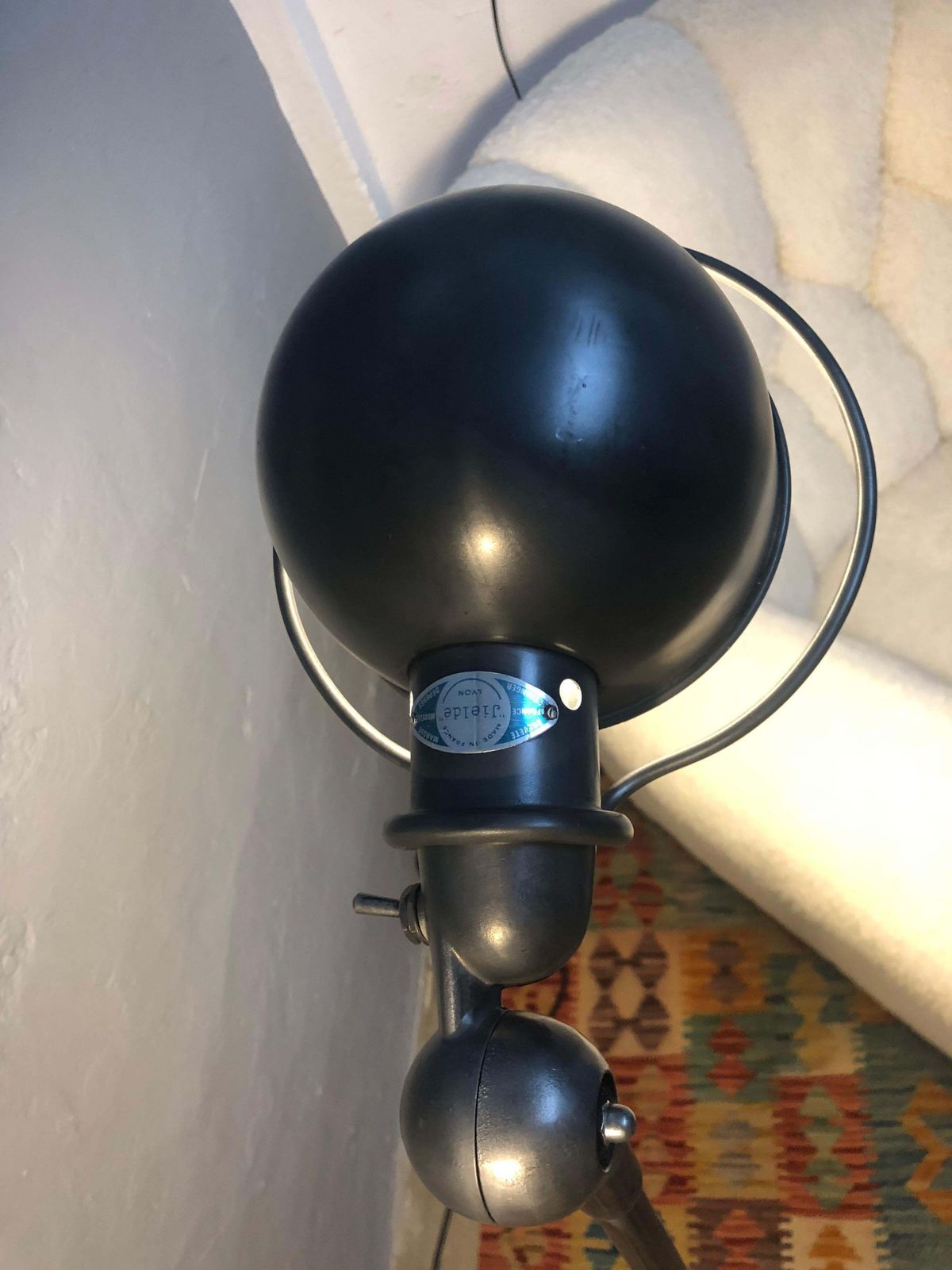 photo vinterior Vintage Jielde Double Armed Industrial Floor Lamp Mounted On To A V8 Flathead