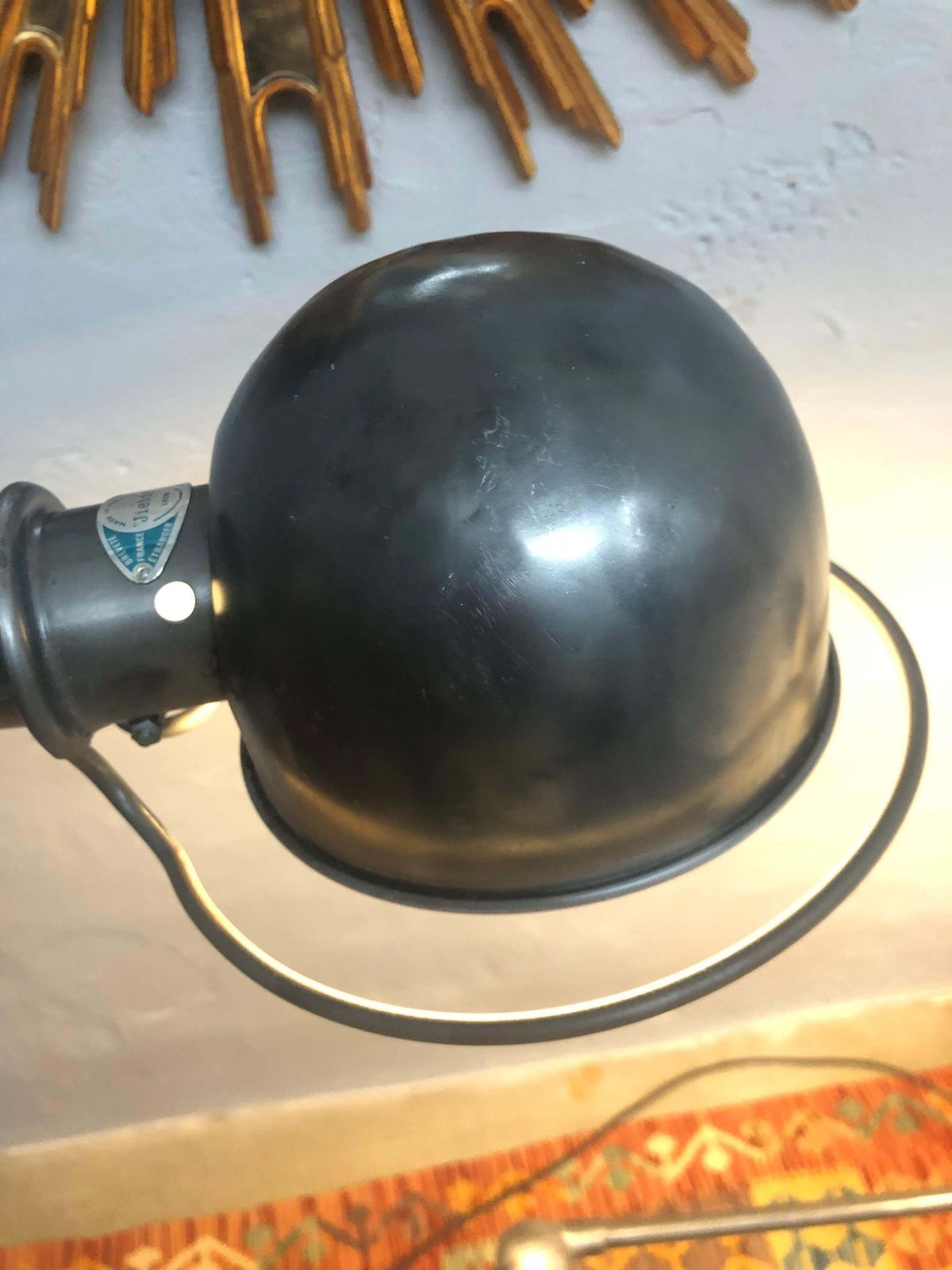 photo vintage Vintage Jielde Double Armed Industrial Floor Lamp Mounted On To A V8 Flathead