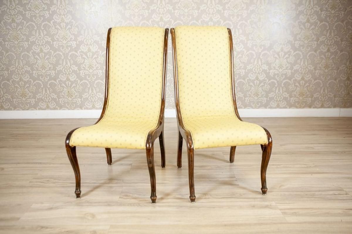 Two Swan Armchairs In Yellow Upholstery, Late 19th Century photo furniture