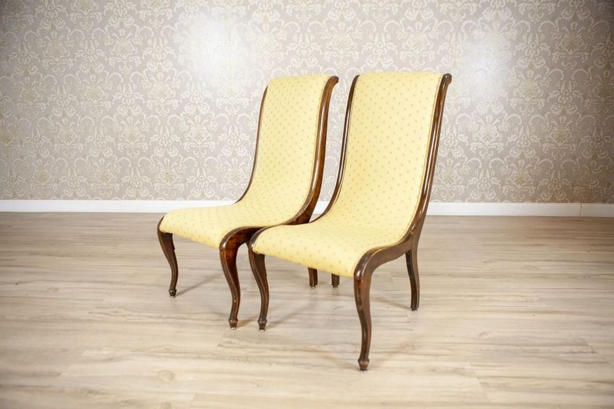 Two Swan Armchairs In Yellow Upholstery, Late 19th Century photo Furniture