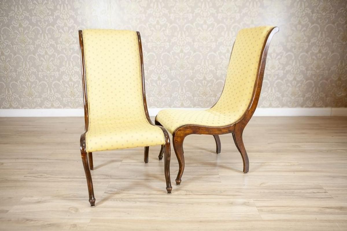Two Swan Armchairs In Yellow Upholstery, Late 19th Century photo 1802.0
