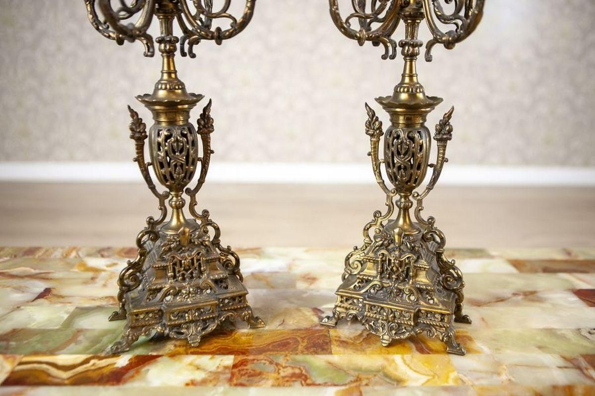 Home Decor Unique French Style Mantel Clock With Candelabras, Early 20th Century photo