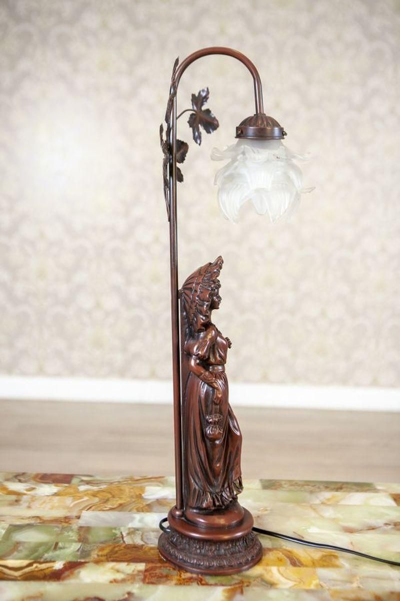 Mid 20th Century Night Light Featuring Woman Figurine Made Of Zamak Alloy photo 412.0