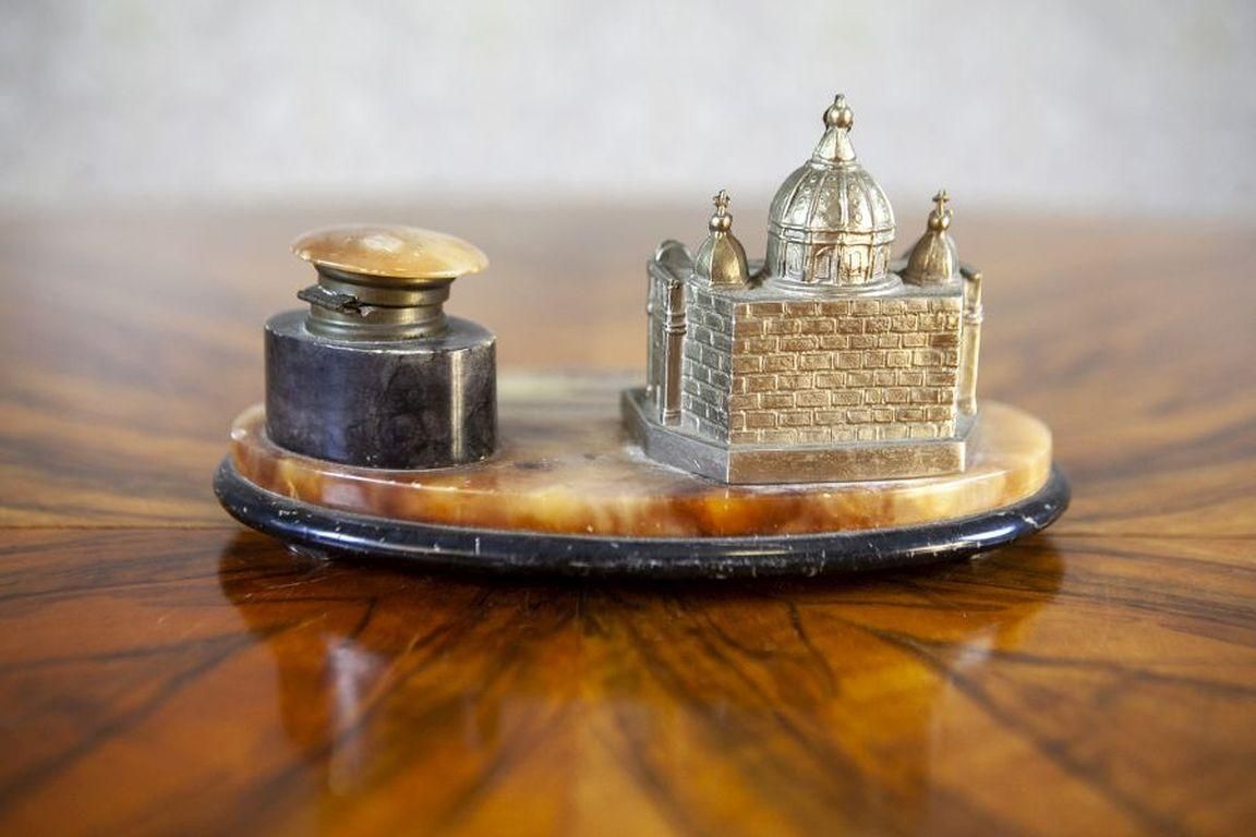 Memorial Marble Inkwell From The Early 20th Century photo furniture