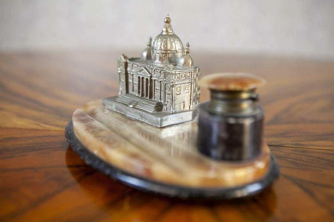 Memorial Marble Inkwell From The Early 20th Century photo Home Decor