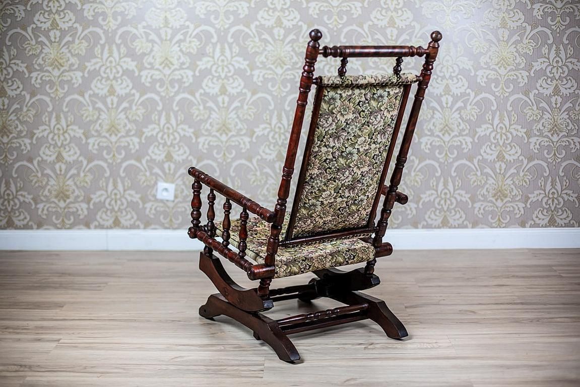 Eclectic 19th Century Spring Rocking Chair In Floral Fabric photo furniture