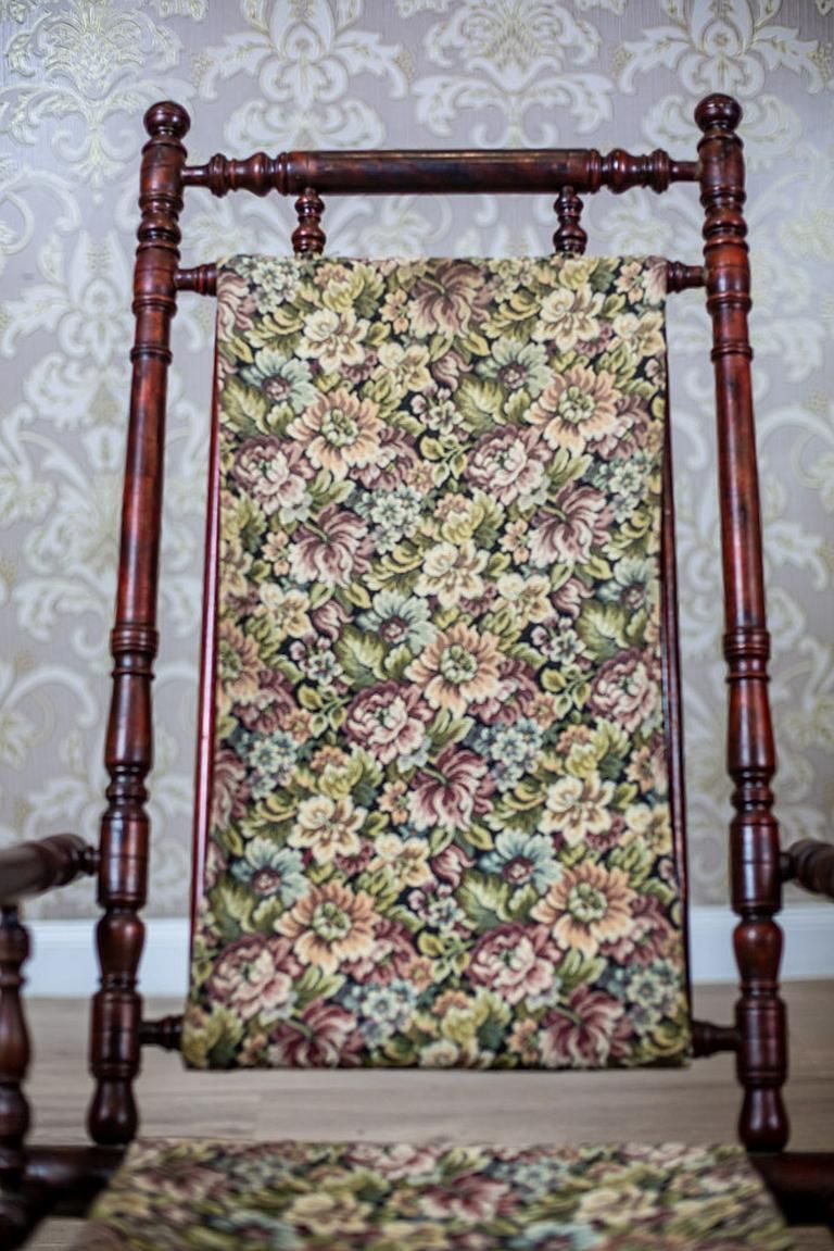 Eclectic 19th Century Spring Rocking Chair In Floral Fabric photo buy