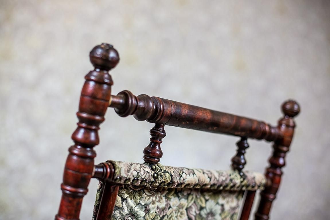 Eclectic 19th Century Spring Rocking Chair In Floral Fabric photo vintage