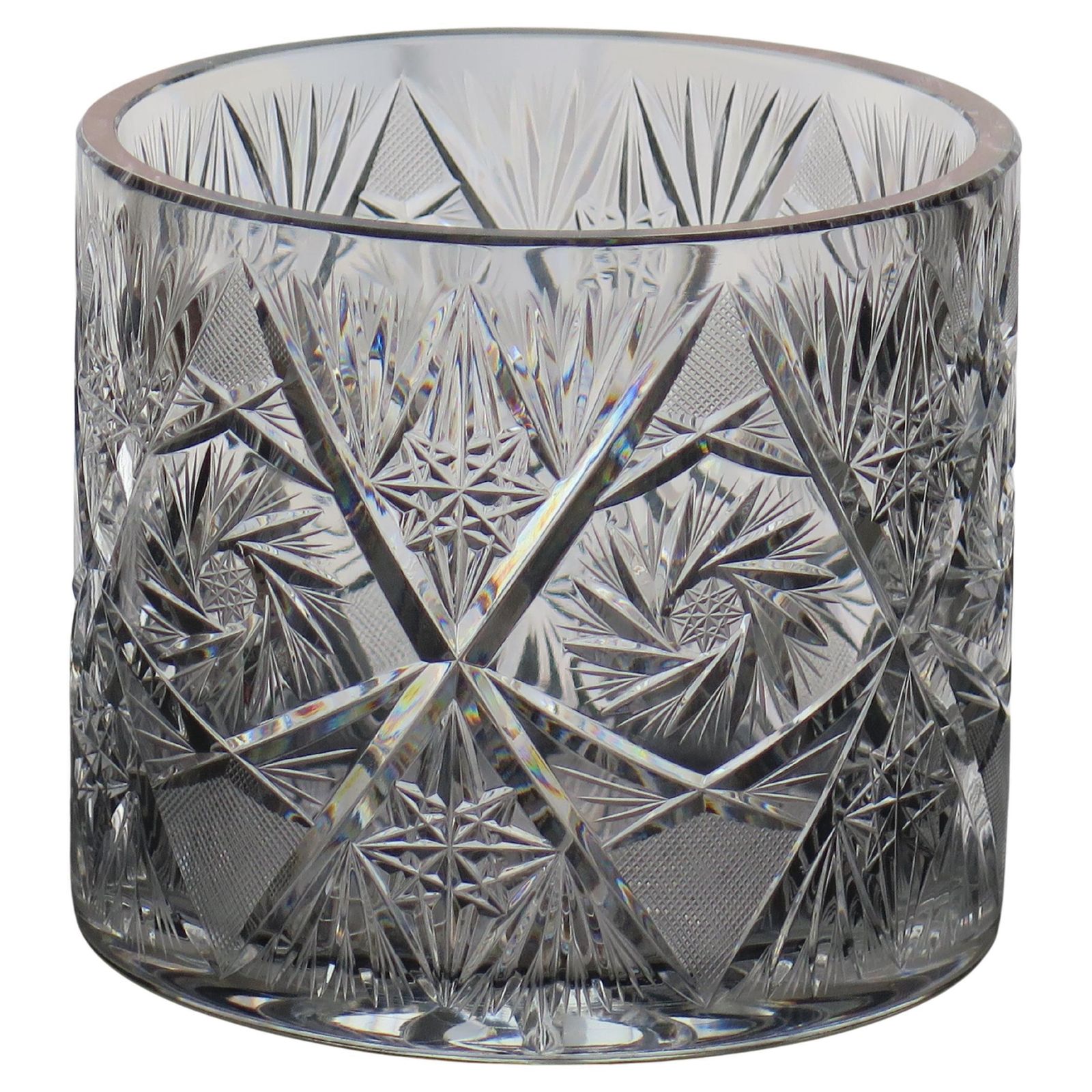 Cut Glass Crystal Jardiniere Or Vase With Thistles & Leaves, Ca 1920 photo furniture