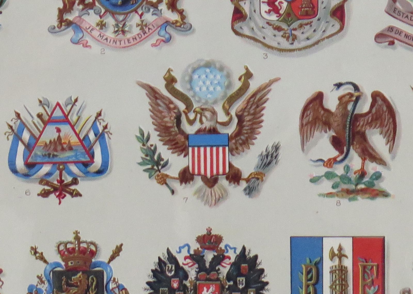 Mounted Print Of National Coats Of Arms By Tiffany & Co. From 1895 Encyclopedia photo buy