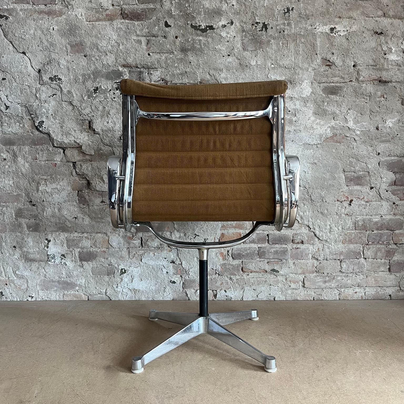 Set Of Four First Chrome Base Ea 107, Brown Hopsack Upholstery By Herman Miller photo 3169.0