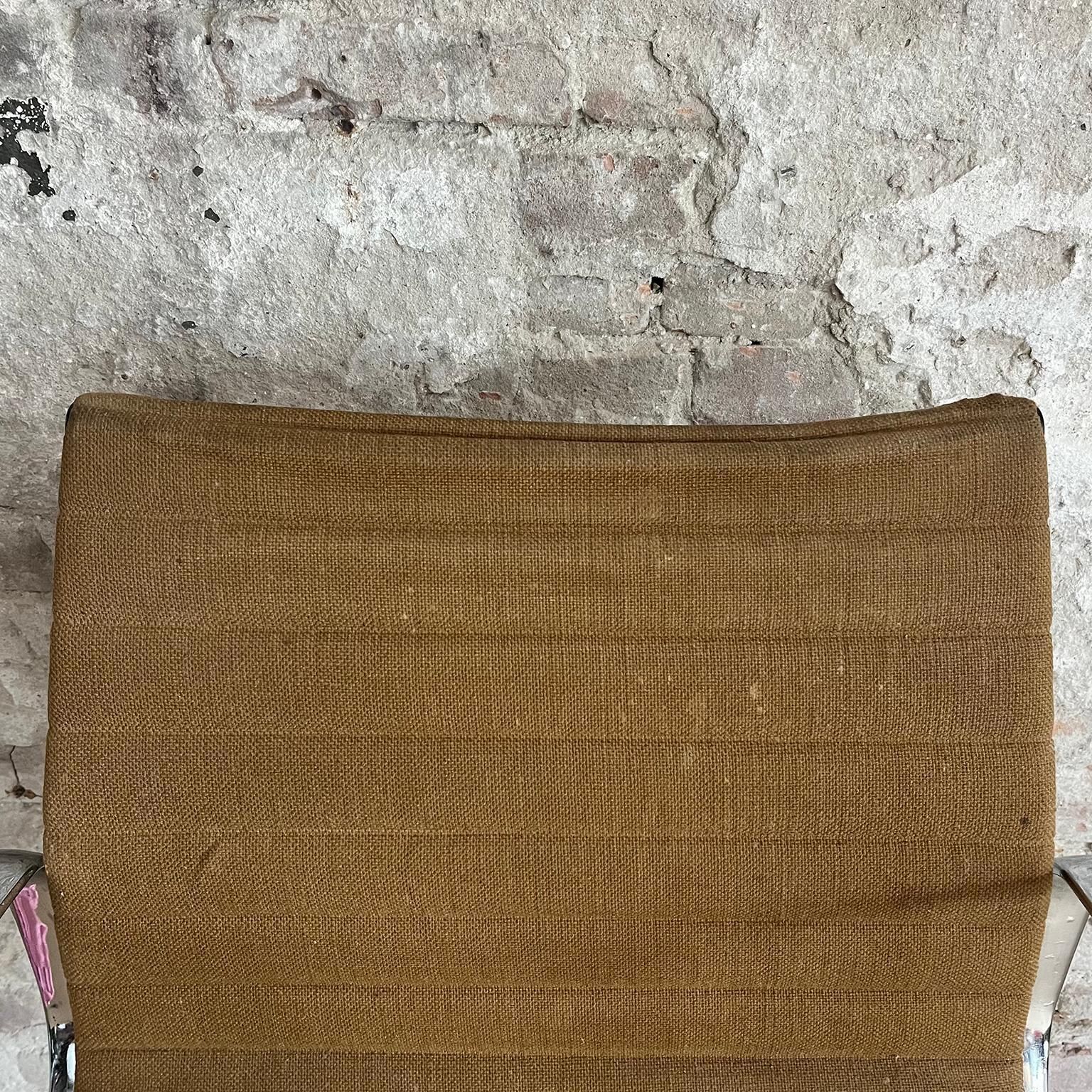 photo for sale Set Of Four First Chrome Base Ea 107, Brown Hopsack Upholstery By Herman Miller